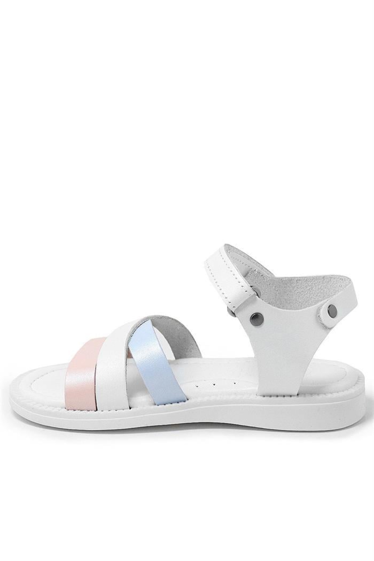 Artico Alexia Hakiki Deri Vaketa Pembe Beyaz Kız Bebek Sandalet - Görsel 4