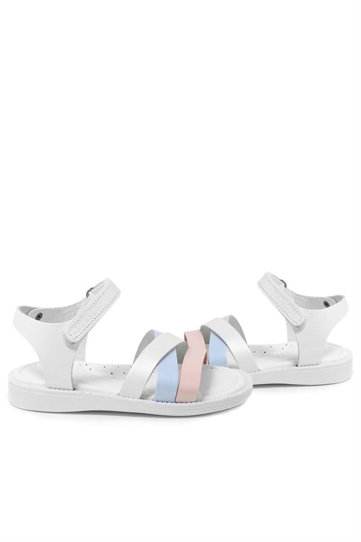 Artico Alexia Hakiki Deri Vaketa Pembe Beyaz Kız Bebek Sandalet - Görsel 7