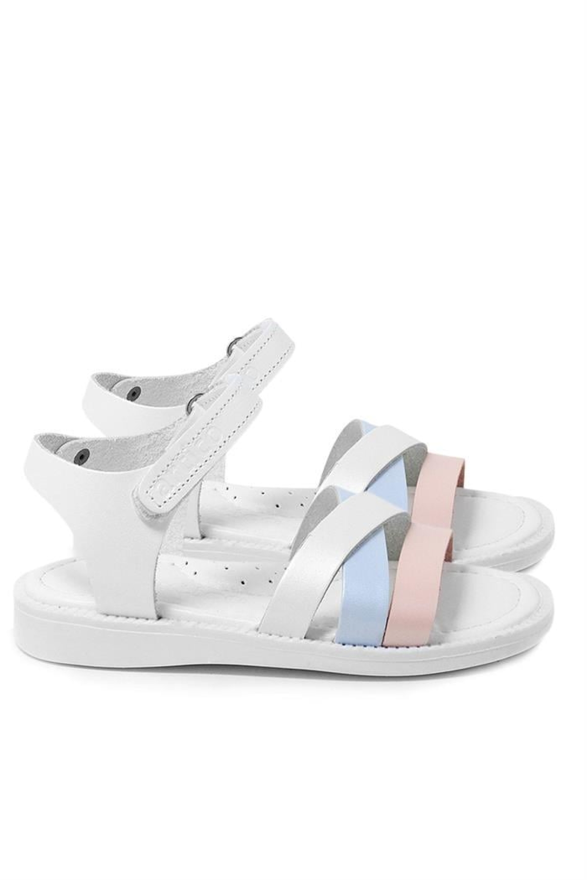 Artico Alexia Hakiki Deri Vaketa Pembe Beyaz Kız Bebek Sandalet - Görsel 8