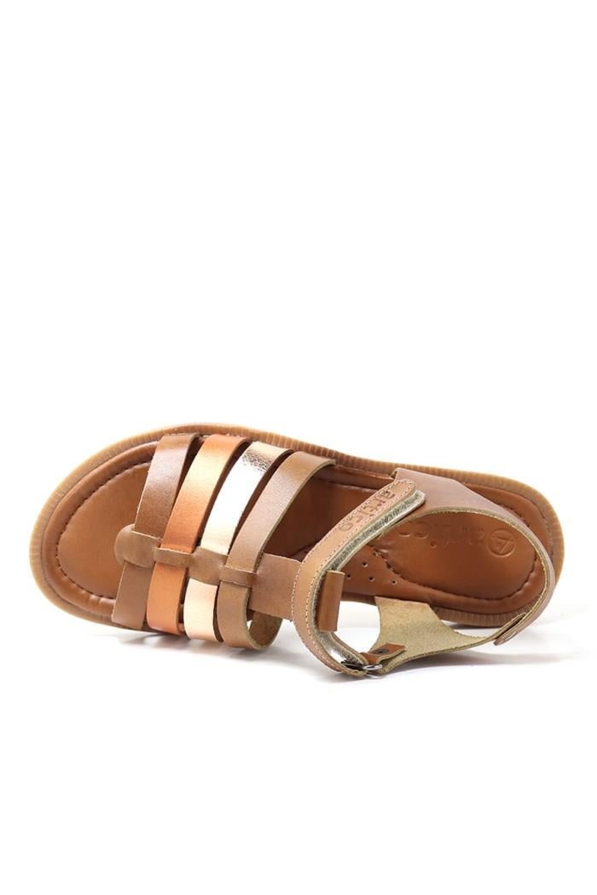 Artico Bellini Hakiki Deri Vaketa Kahve Taba Kız Çocuk Sandalet - Görsel 7