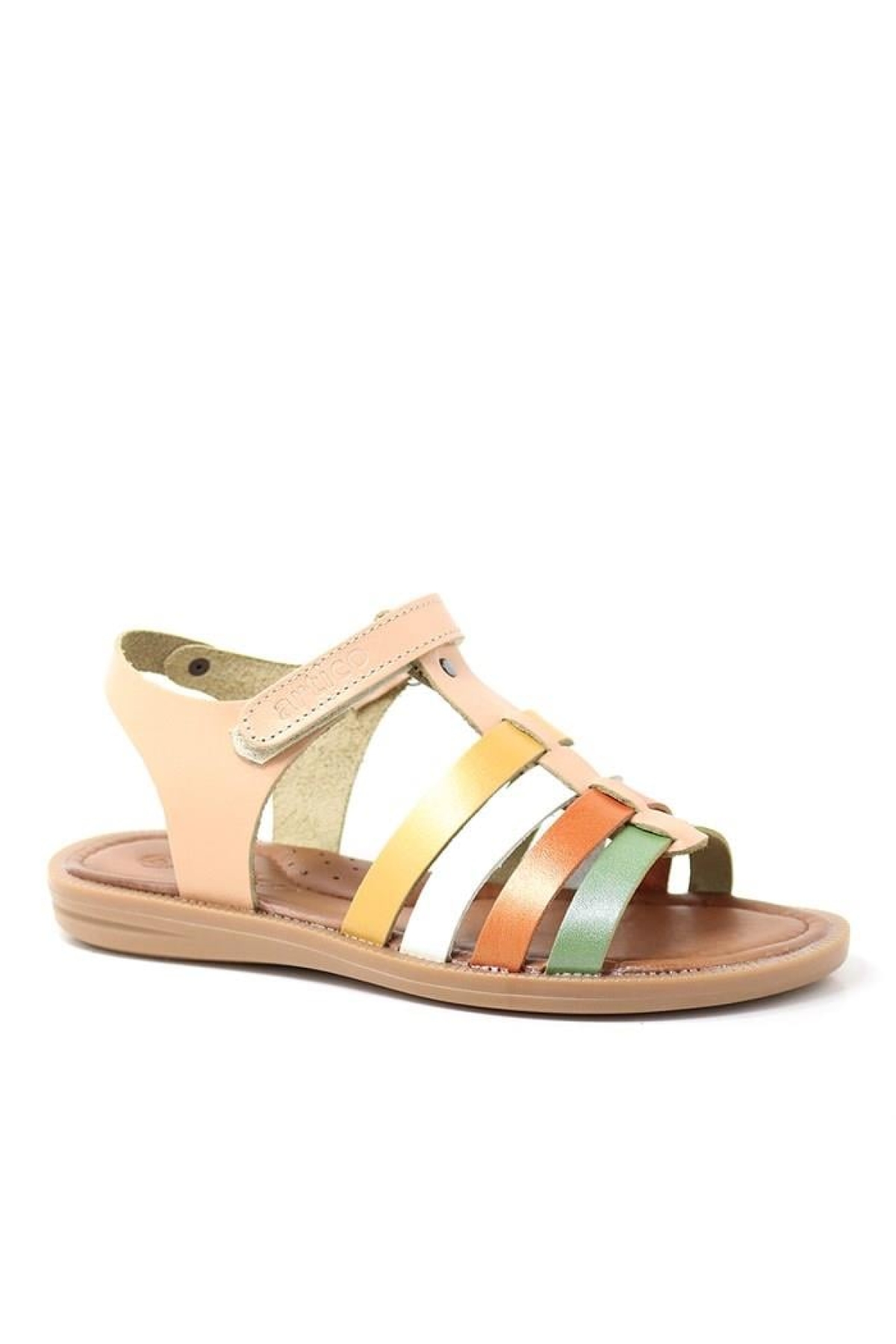 Artico Bellini Hakiki Deri Vaketa Taba Renkli Kız Çocuk Sandalet - Görsel 2