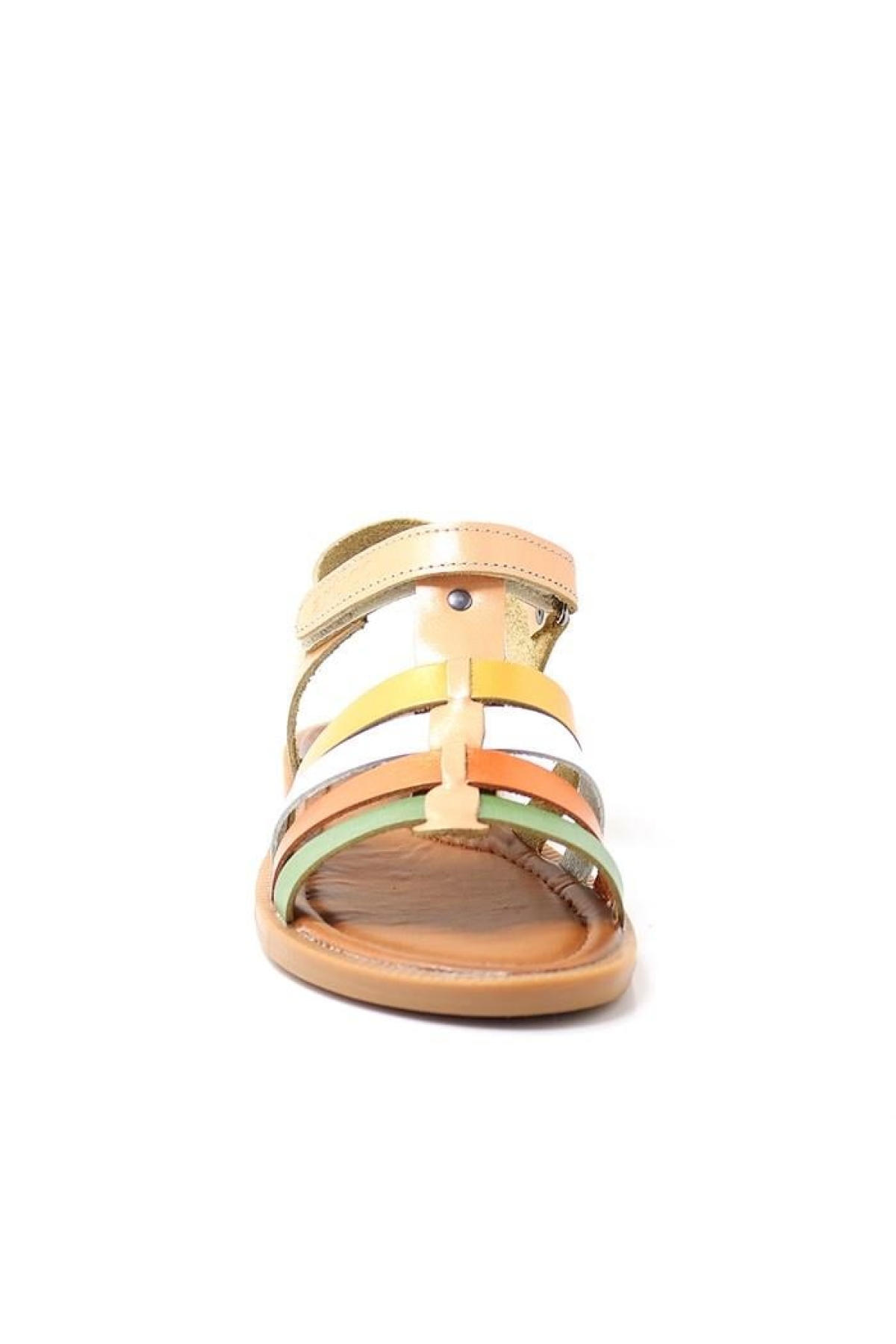 Artico Bellini Hakiki Deri Vaketa Taba Renkli Kız Çocuk Sandalet - Görsel 5