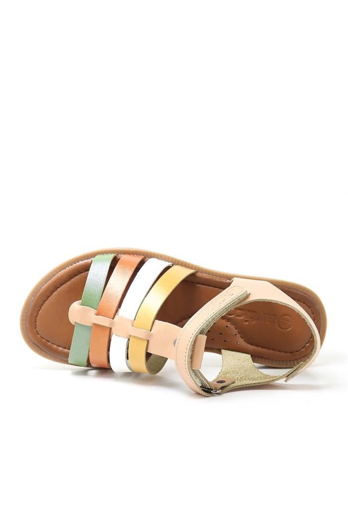 Artico Bellini Hakiki Deri Vaketa Taba Renkli Kız Çocuk Sandalet - Görsel 7