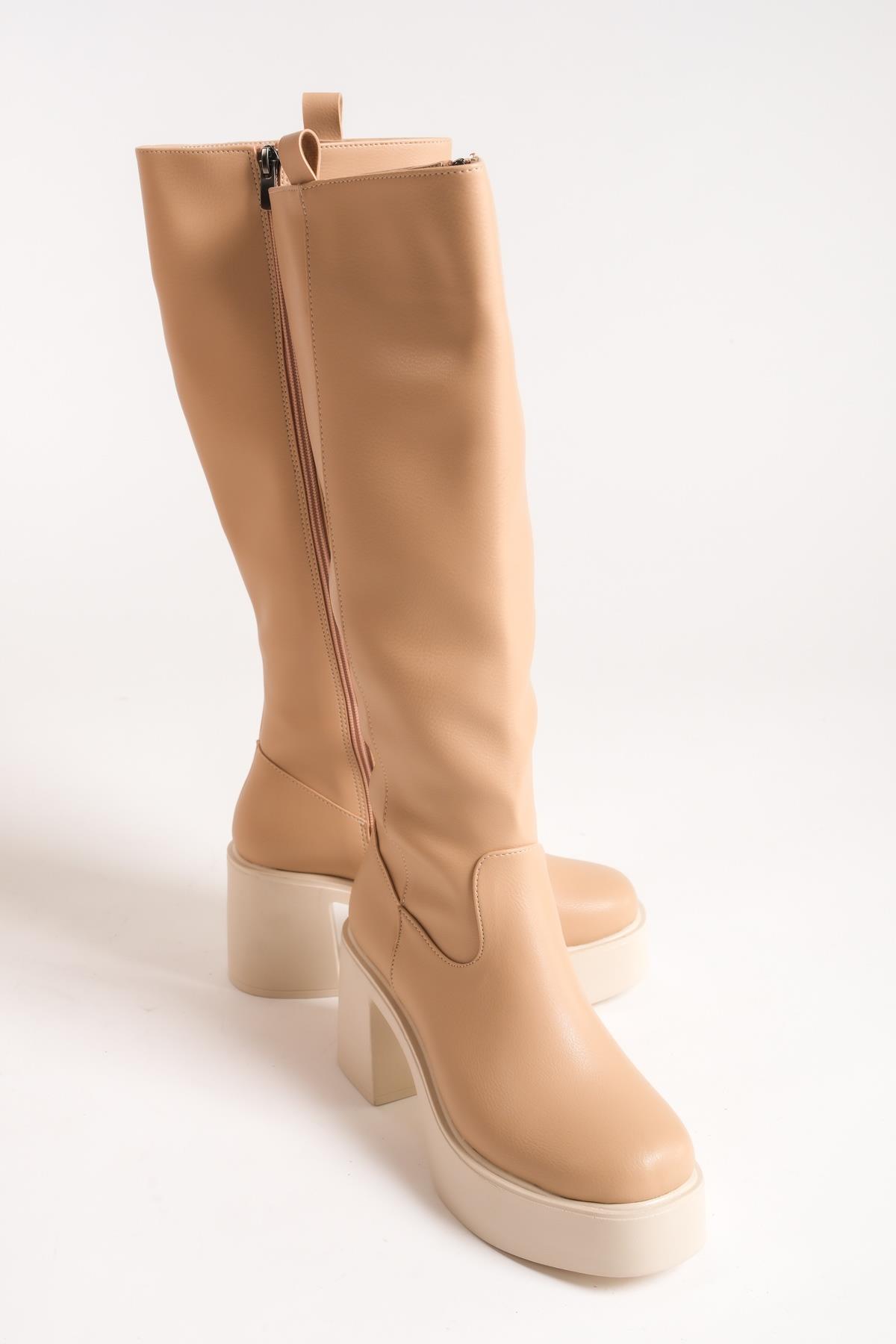 Mostar Ten Mat Kalın Platform Topuklu Günlük Çizme - Görsel 3