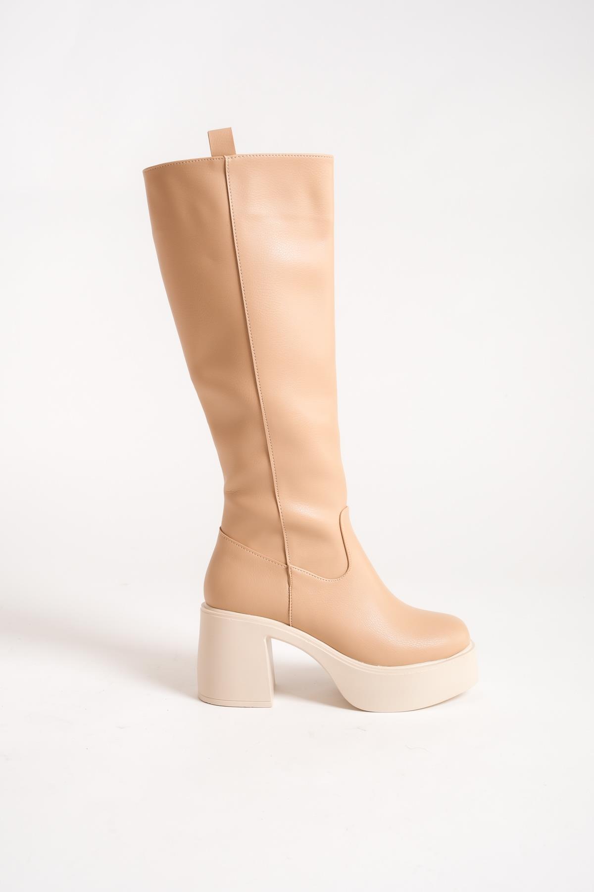 Mostar Ten Mat Kalın Platform Topuklu Günlük Çizme - Görsel 5