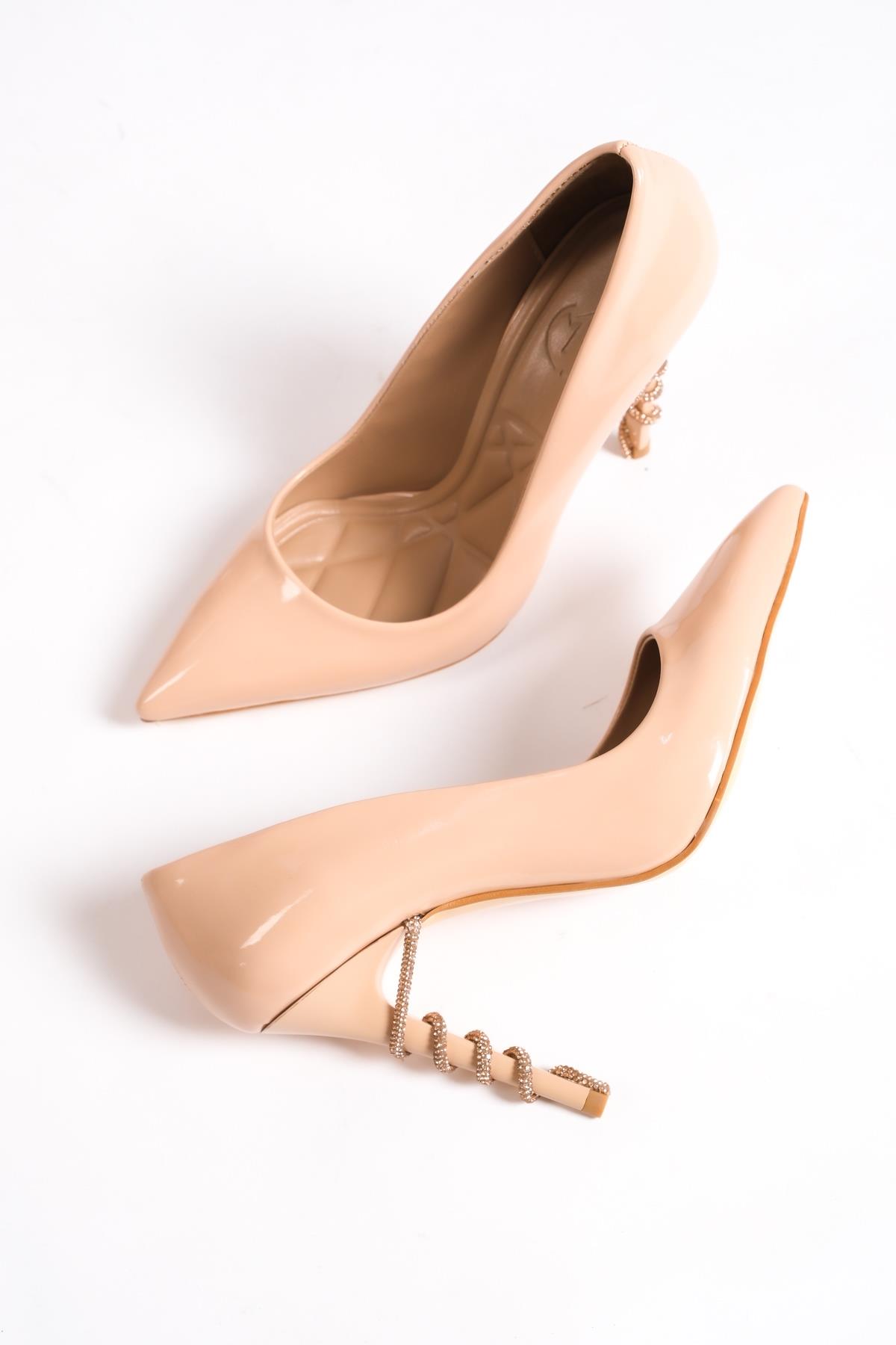 Giga Ten Rugan Taşlı Yüksek Topuklu Stiletto Abiye Ayakkabı - Görsel 3