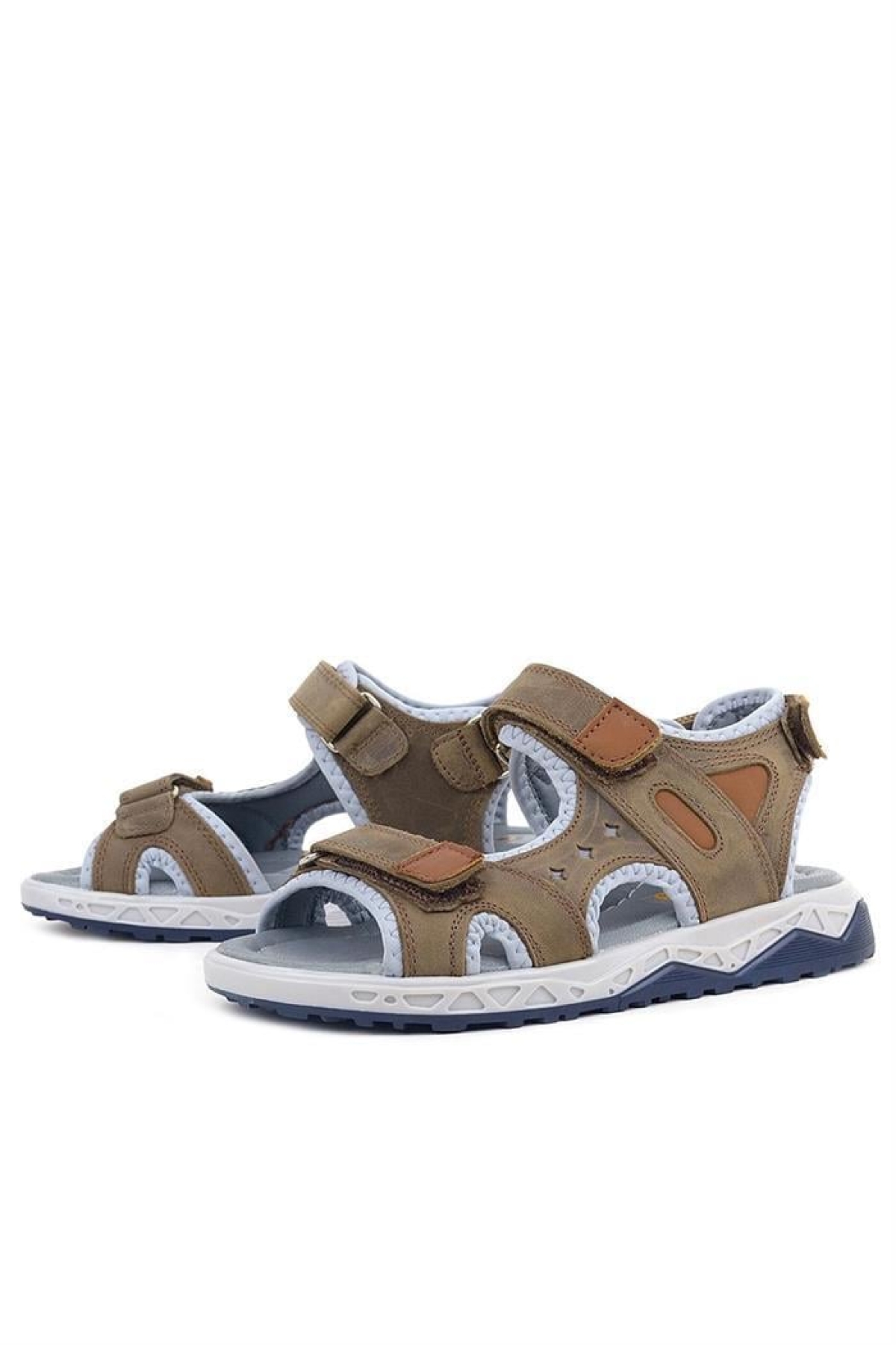 Hakiki Deri Kum Rengi Cırtlı Çocuk Sandalet Ayakkabı - Görsel 6