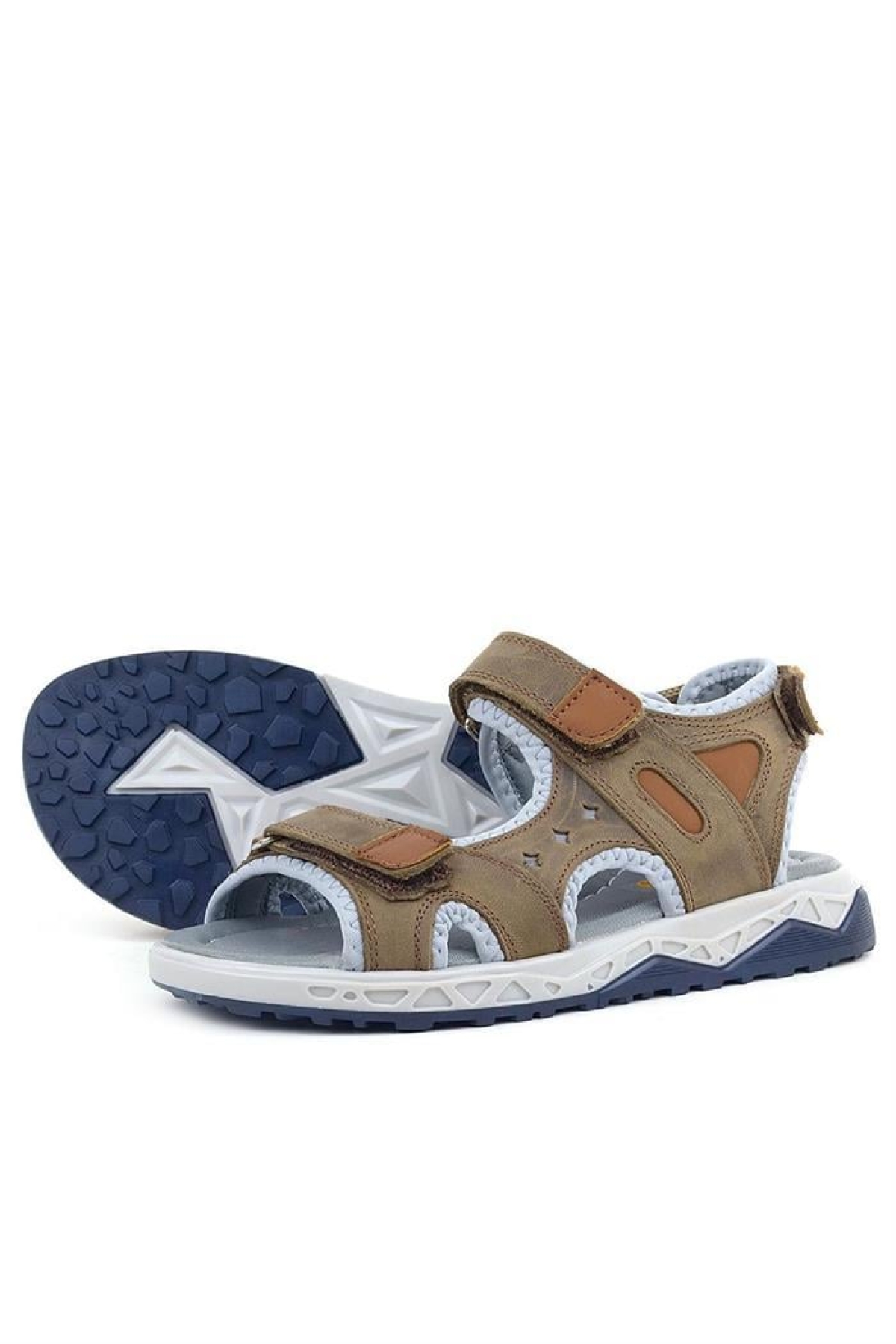 Hakiki Deri Kum Rengi Cırtlı Çocuk Sandalet Ayakkabı - Görsel 7