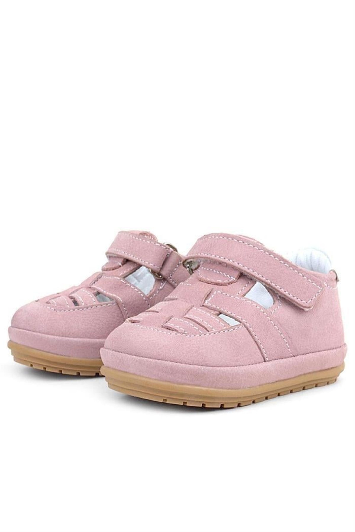 Muppet Hakiki Deri Pudra Cırtlı Anatomik Bebek Sandalet Ayakkabı - Görsel 5
