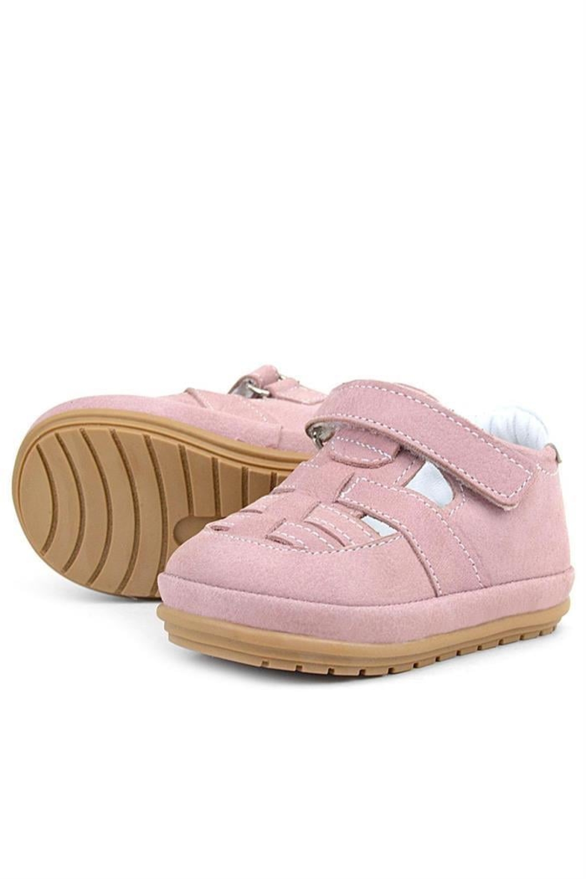 Muppet Hakiki Deri Pudra Cırtlı Anatomik Bebek Sandalet Ayakkabı - Görsel 6