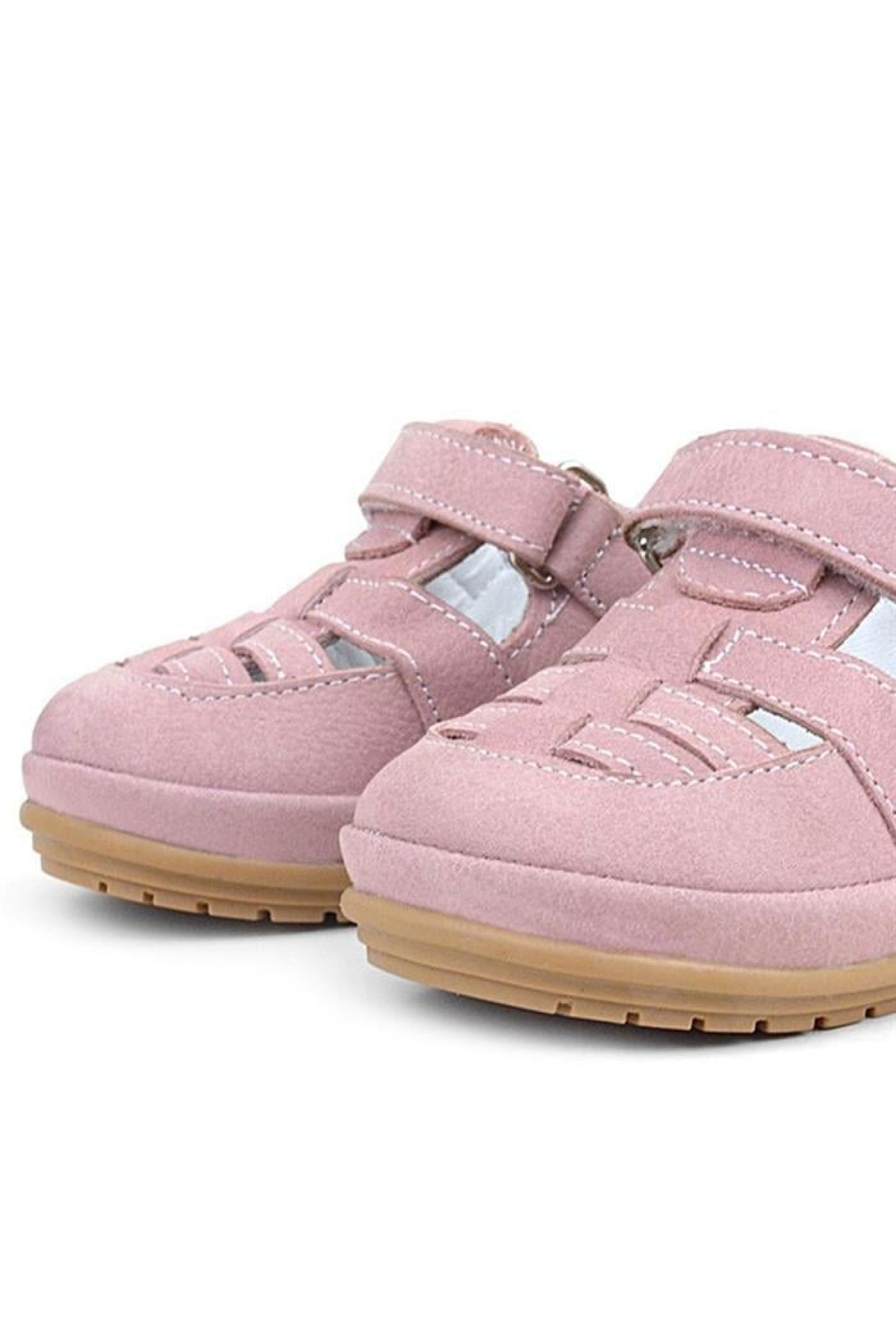 Muppet Hakiki Deri Pudra Cırtlı Anatomik Bebek Sandalet Ayakkabı - Görsel 8