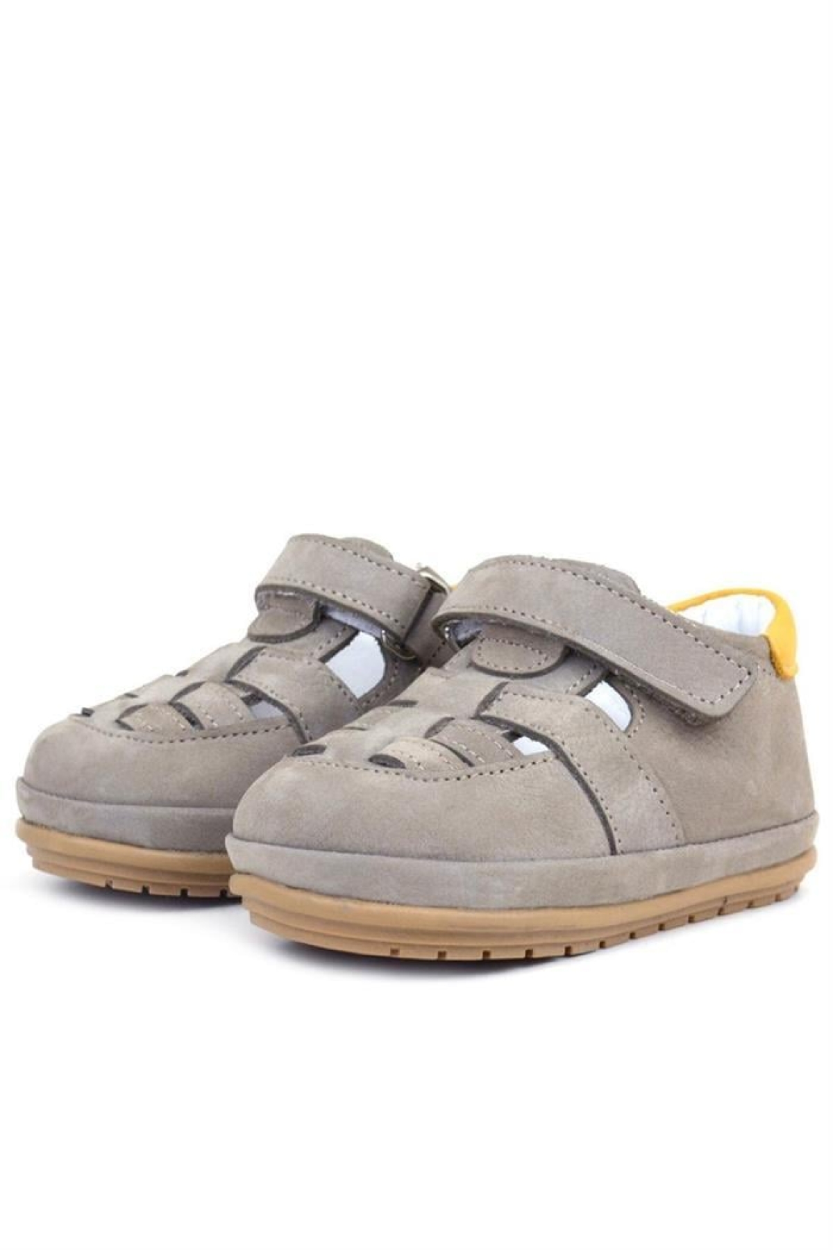 Muppet Hakiki Deri Kum Rengi Cırtlı Anatomik Bebek Sandalet Ayakkabı - Görsel 5