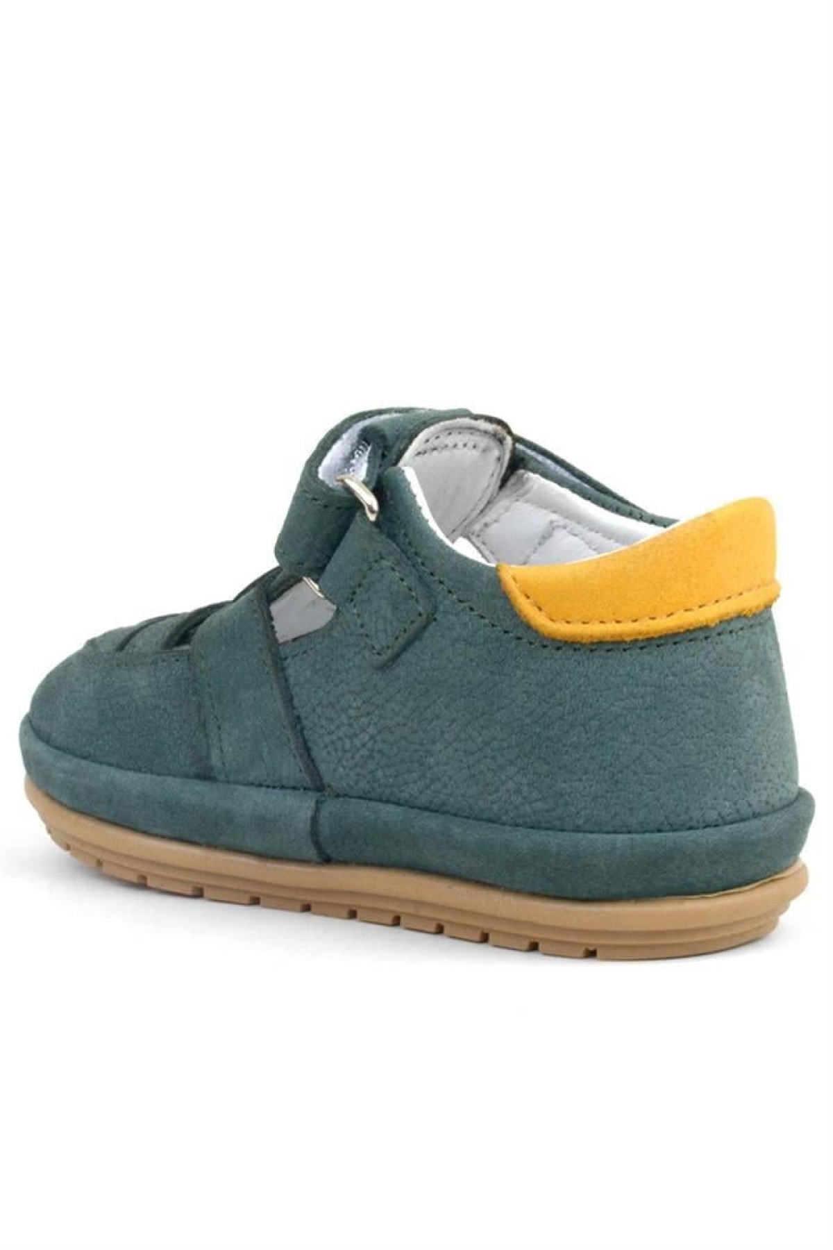 Muppet Hakiki Deri Yeşil Sarı Cırtlı Anatomik Bebek Sandalet Ayakkabı - Görsel 4
