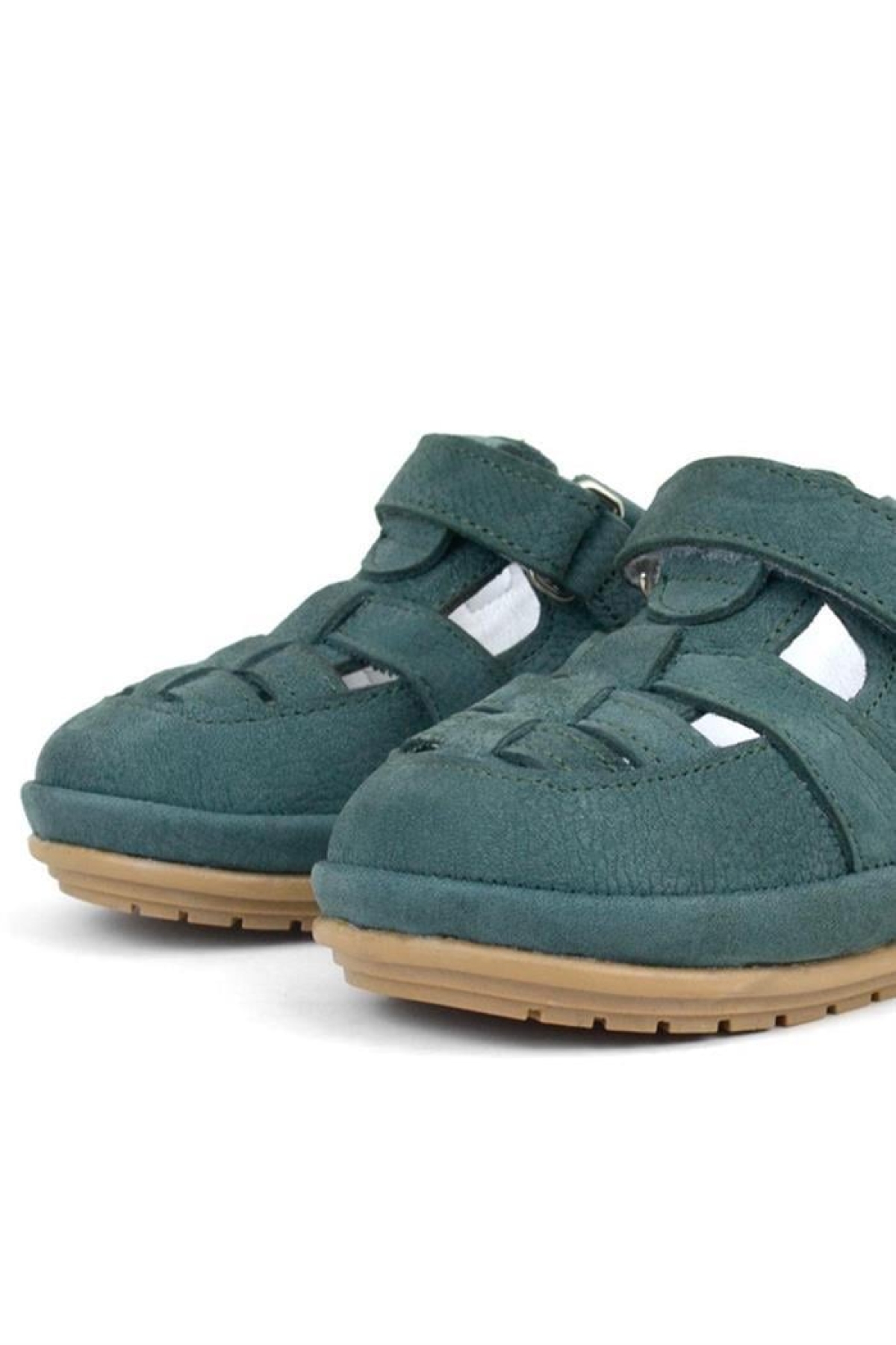 Muppet Hakiki Deri Yeşil Sarı Cırtlı Anatomik Bebek Sandalet Ayakkabı - Görsel 8