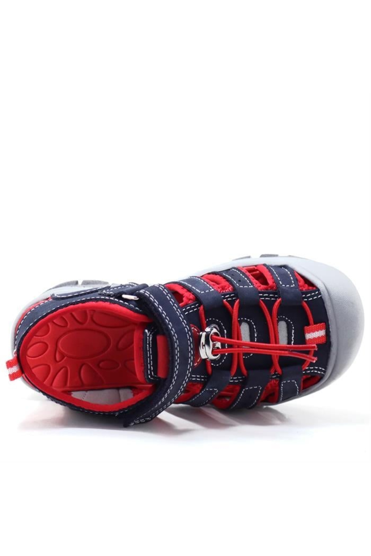 Hakiki Deri Lacivert Kırmızı Çocuk Sandalet - Görsel 7