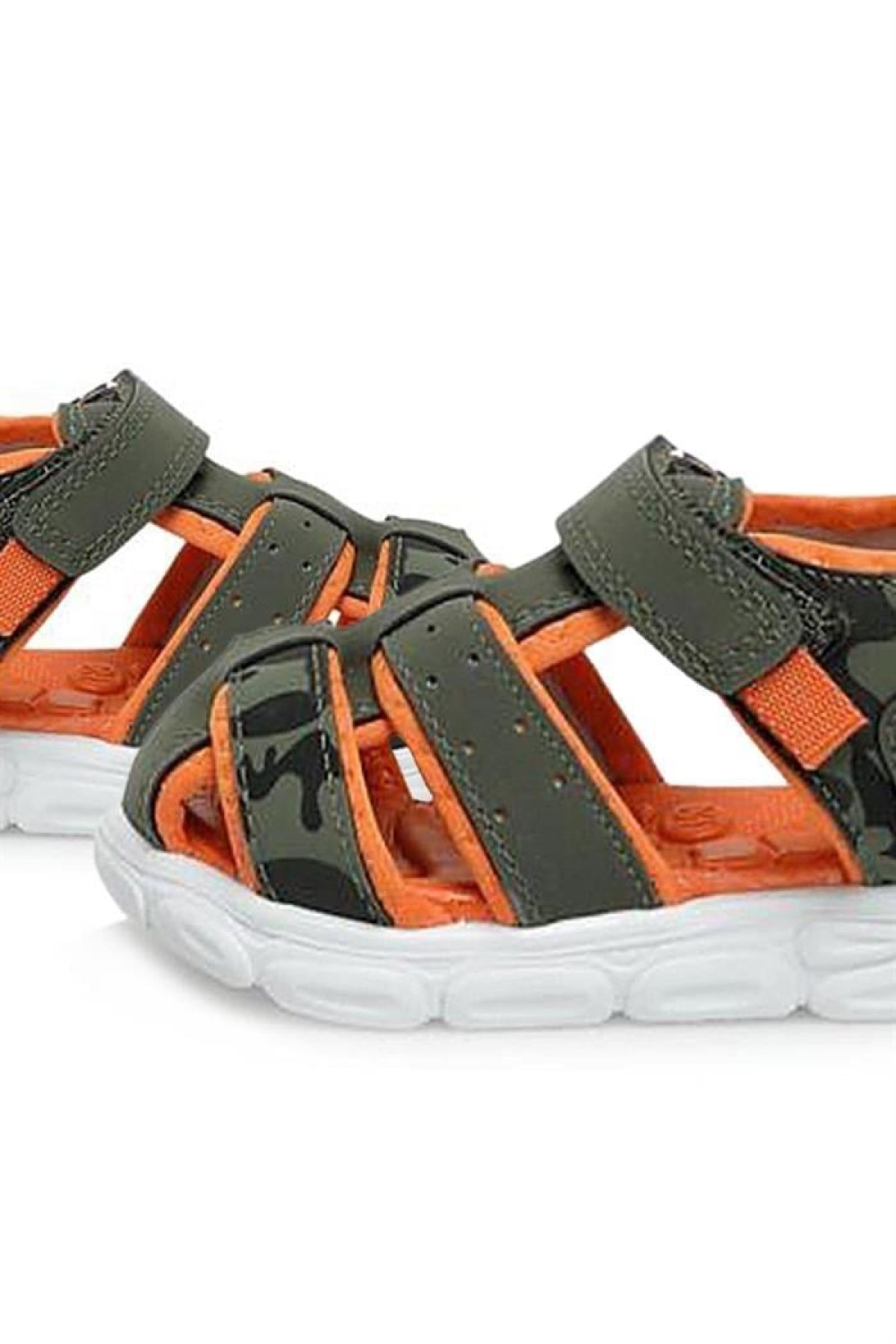 Haki Yeşil Turuncu Bebek Sandalet Ayakkabı - Görsel 8