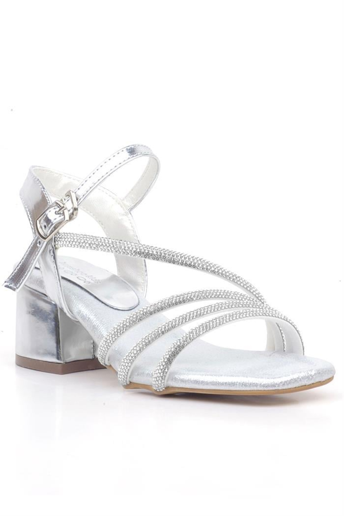 Moana Gümüş Taş Detaylı Kız Çocuk Topuklu Abiye Ayakkabı - Görsel 2