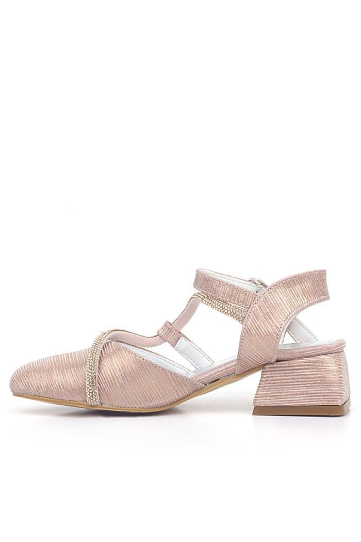 Betty Bakır Taşlı Kısa Topuklu Kız Çocuk Topuklu Ayakkabı - Görsel 3