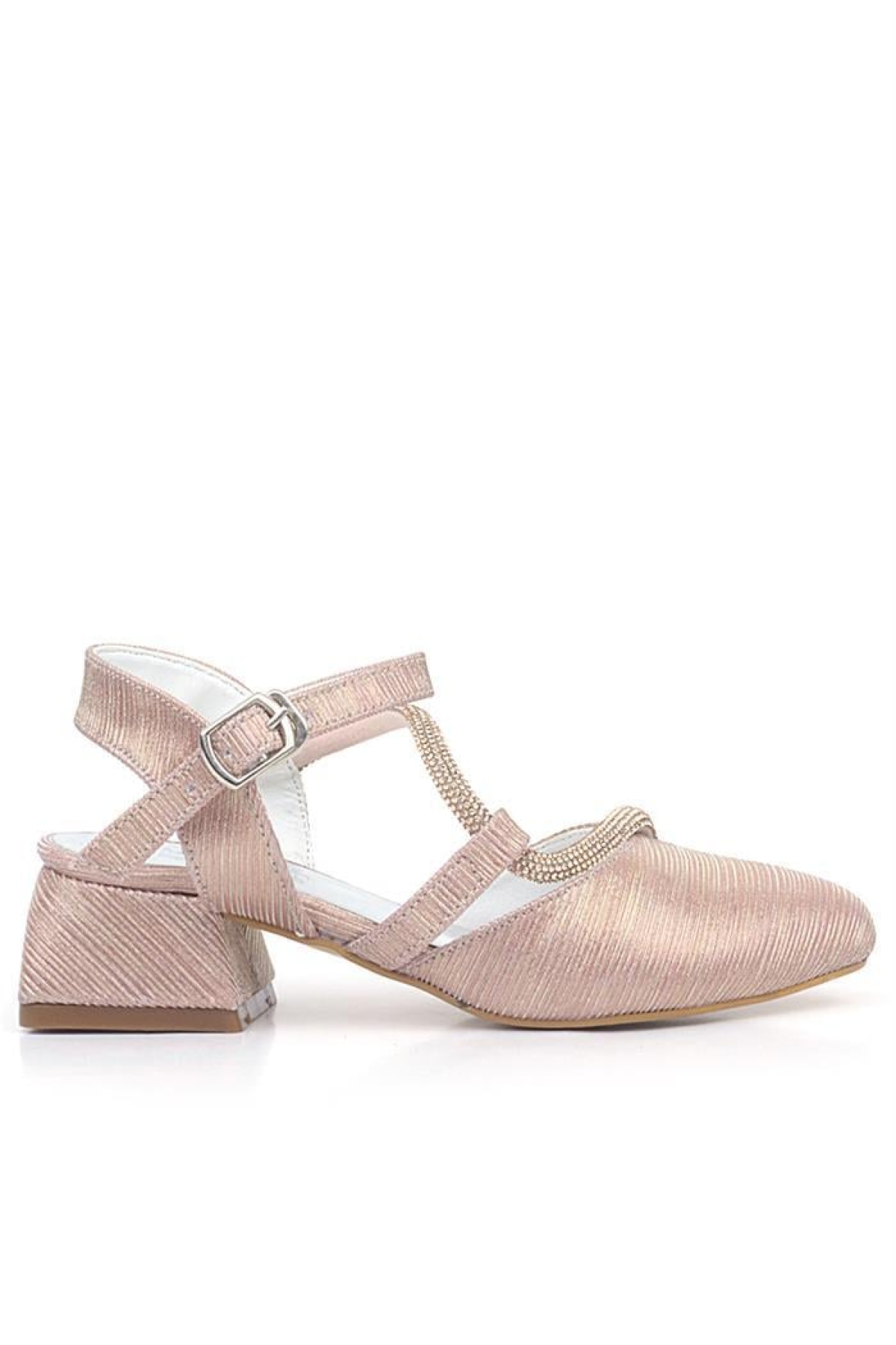 Betty Bakır Taşlı Kısa Topuklu Kız Çocuk Topuklu Ayakkabı - Görsel 4