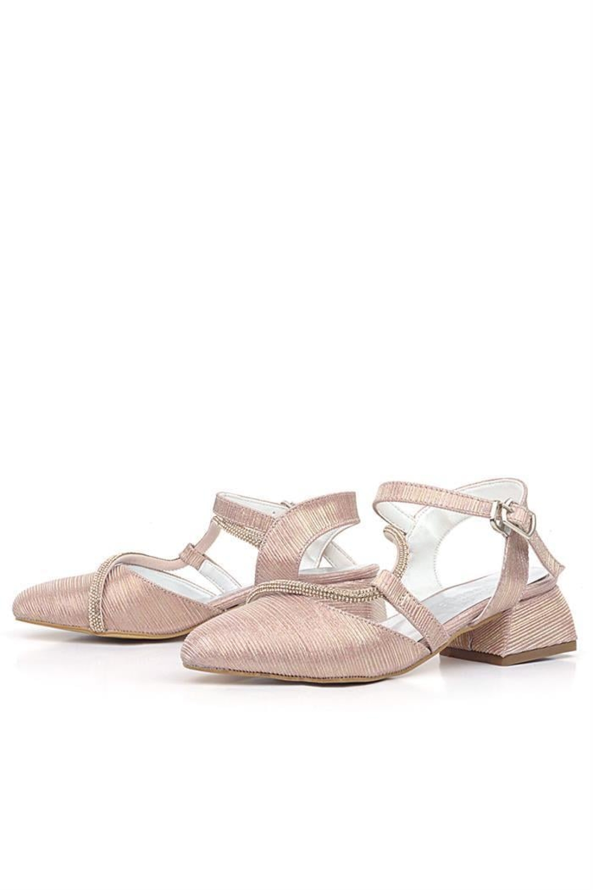 Betty Bakır Taşlı Kısa Topuklu Kız Çocuk Topuklu Ayakkabı - Görsel 5