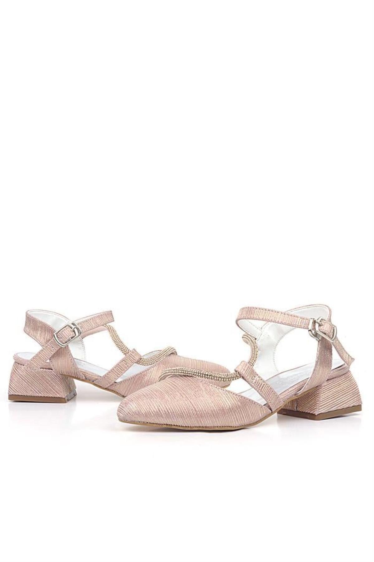 Betty Bakır Taşlı Kısa Topuklu Kız Çocuk Topuklu Ayakkabı - Görsel 6