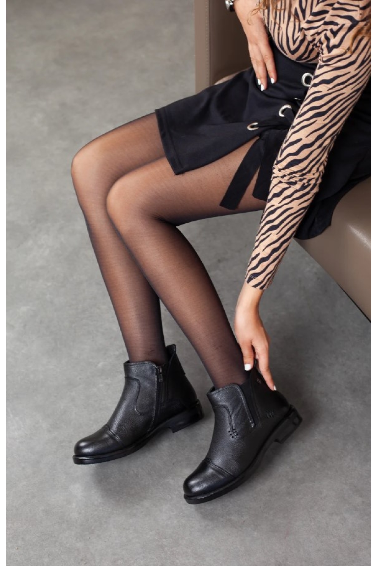 Bilger Hakiki Deri Kaymaz Taban Ortopedik Kadın Bot - Görsel 2