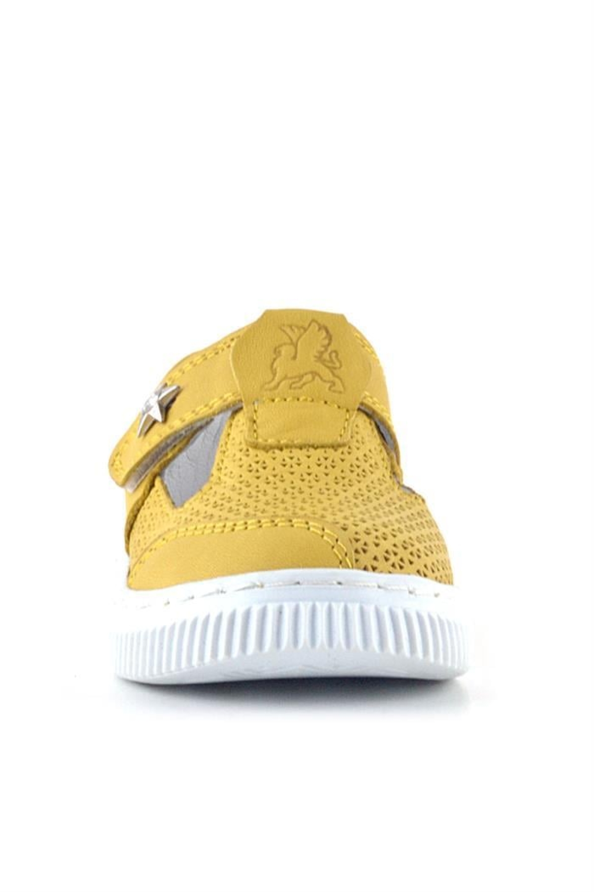 Bheem Hakiki Deri Sarı Cırtlı Yıldız Detaylı Bebek Sandalet - Görsel 5