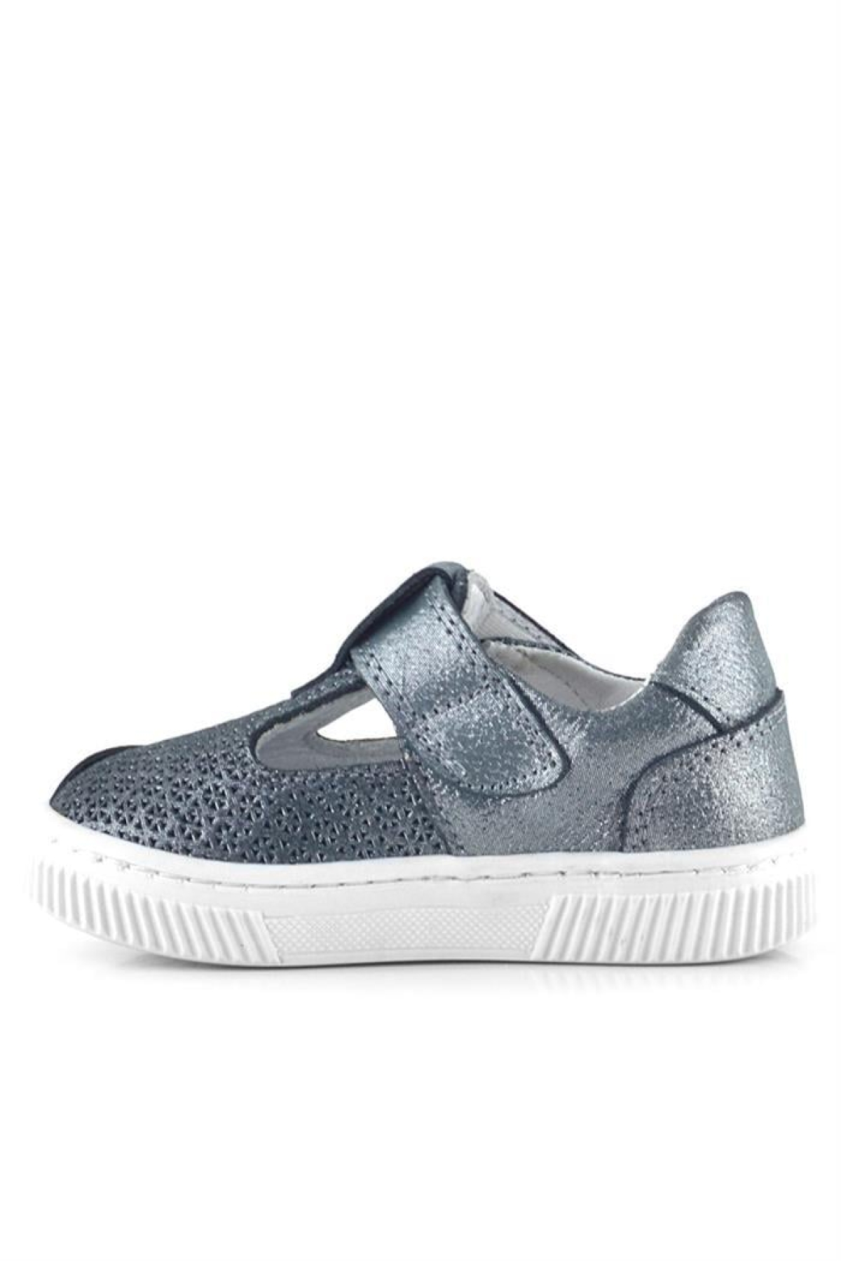 Bheem Hakiki Deri Gümüş Simli Cırtlı Yıldız Detaylı Bebek Sandalet - Görsel 6