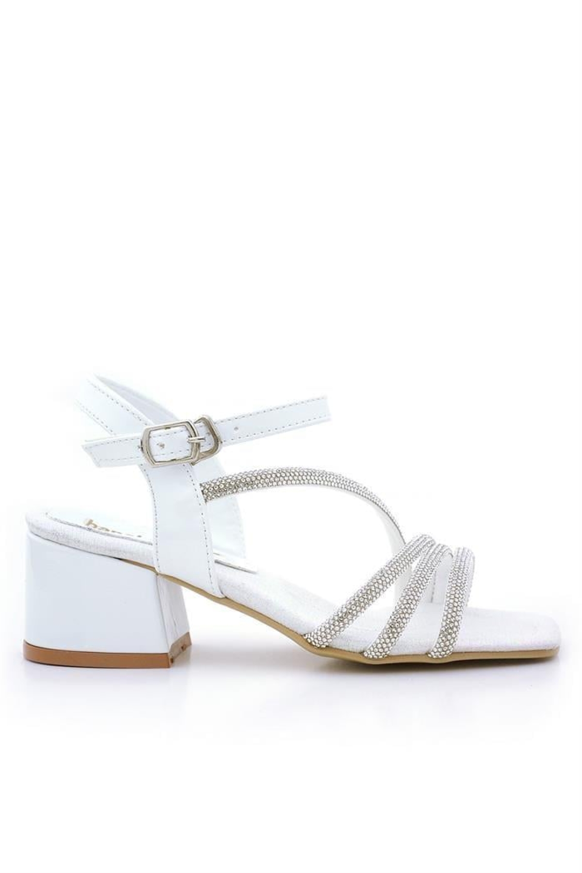 Moana Beyaz Taş Detaylı Kız Çocuk Topuklu Abiye Ayakkabı - Görsel 3