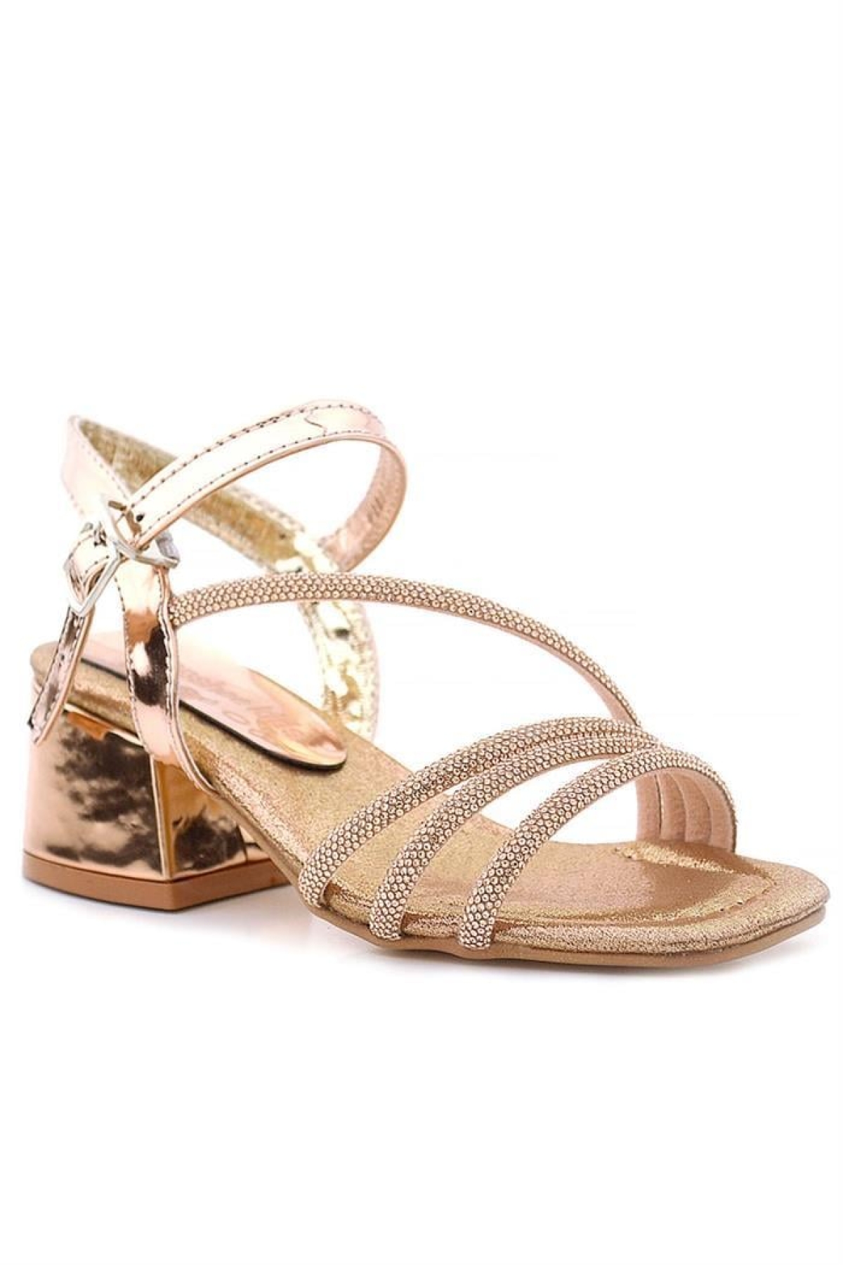 Hapshoe Kids Moana Bakır Taş Detaylı Kız Çocuk Topuklu Abiye Ayakkabı - Görsel 2