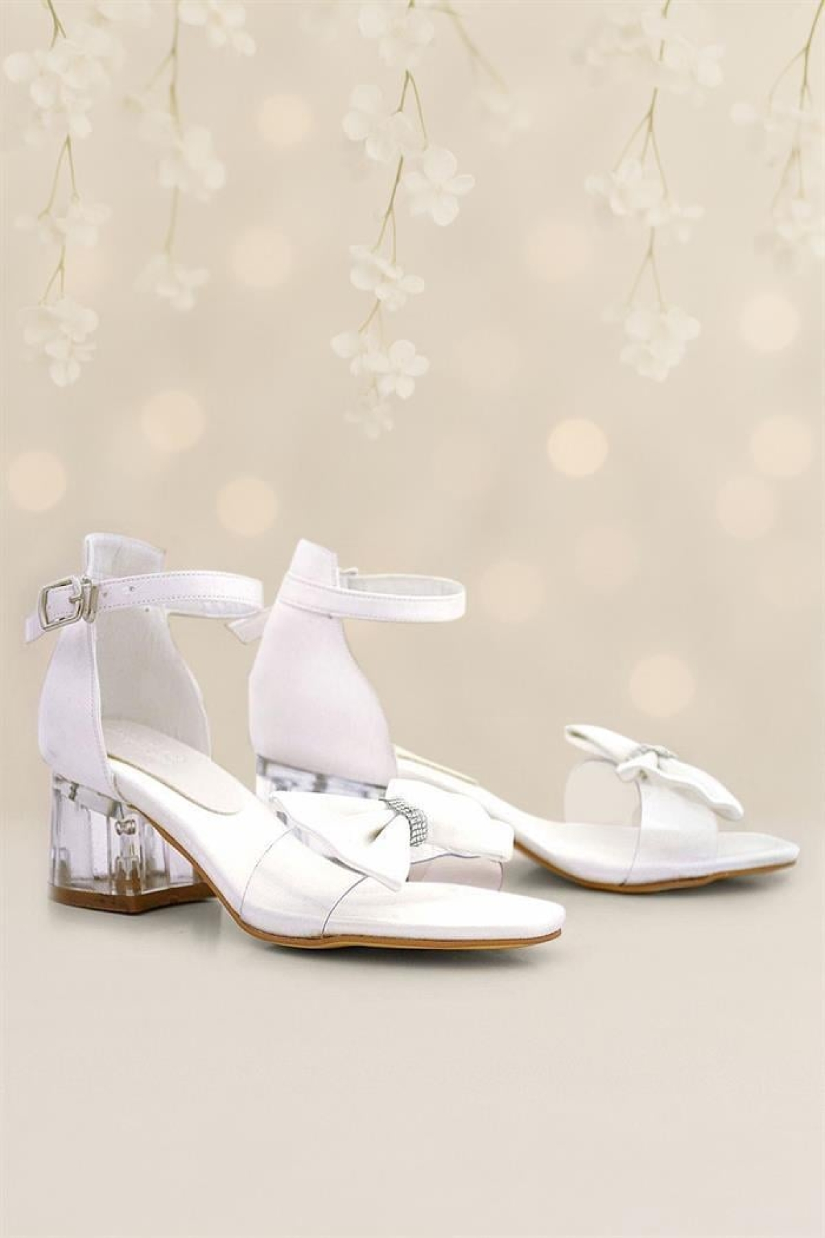 Jessie Sedef Saten Kurdeleli Kız Çocuk Topuklu Ayakkabı - Görsel 4