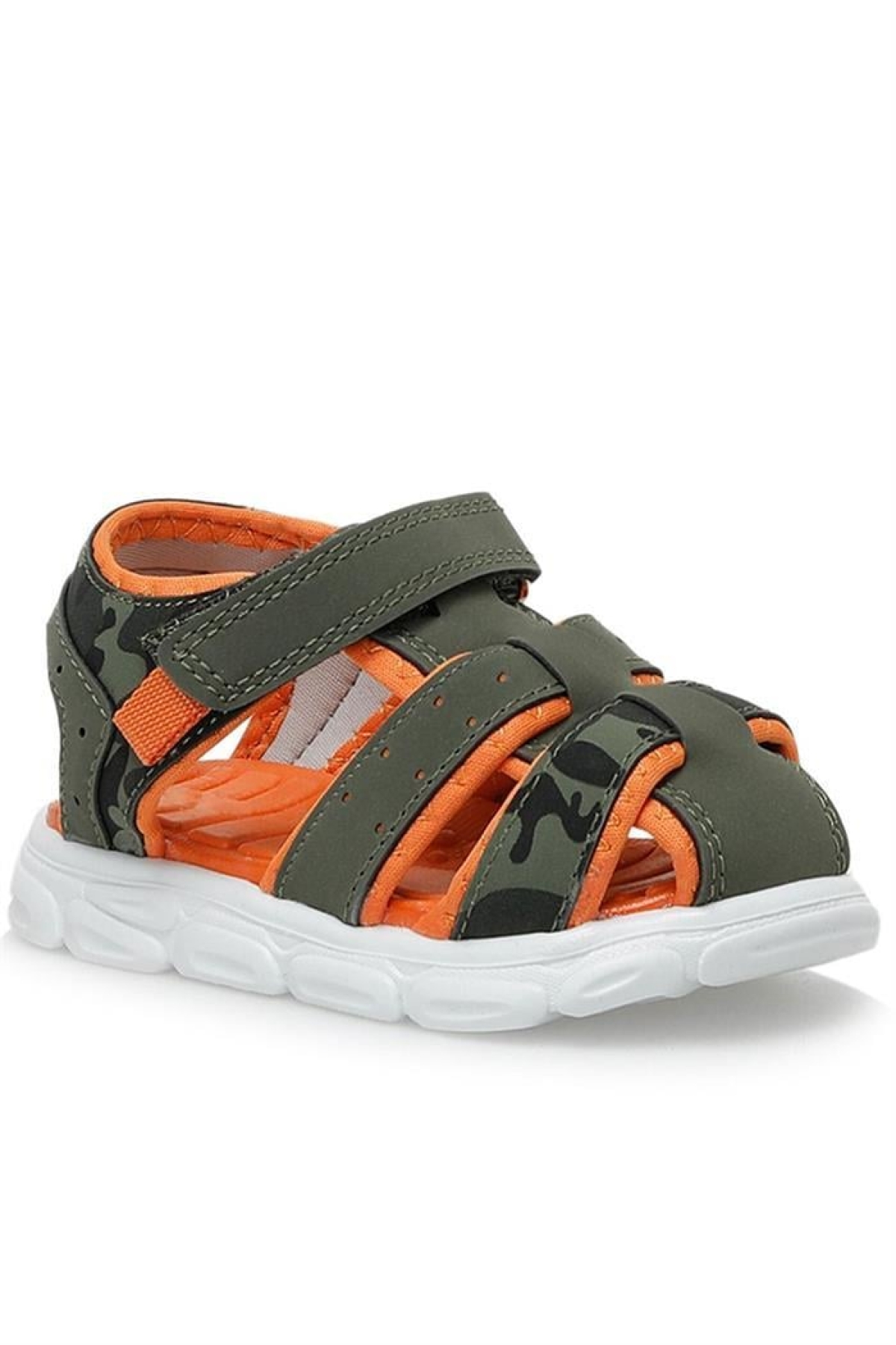 Haki Yeşil Kamuflaj Desenli Çocuk Sandalet - Görsel 2