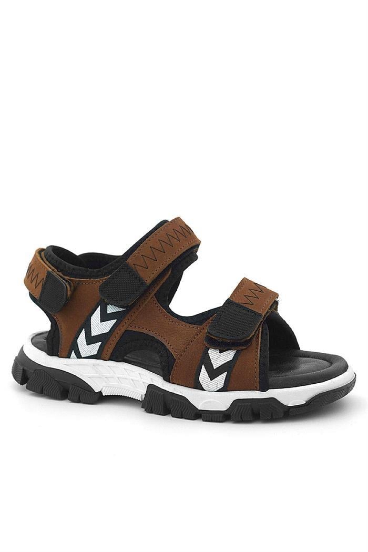 Hakiki Deri Taba Siyah Cırt Cırtlı Erkek Çocuk Sandalet - Görsel 2