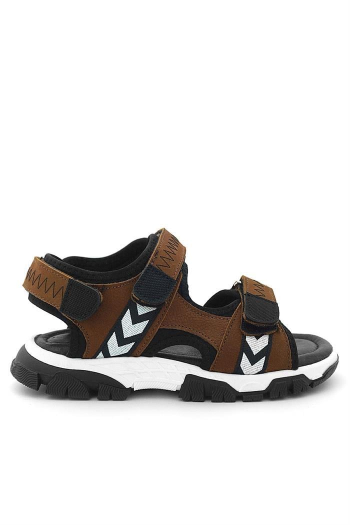 Hakiki Deri Taba Siyah Cırt Cırtlı Erkek Çocuk Sandalet - Görsel 4