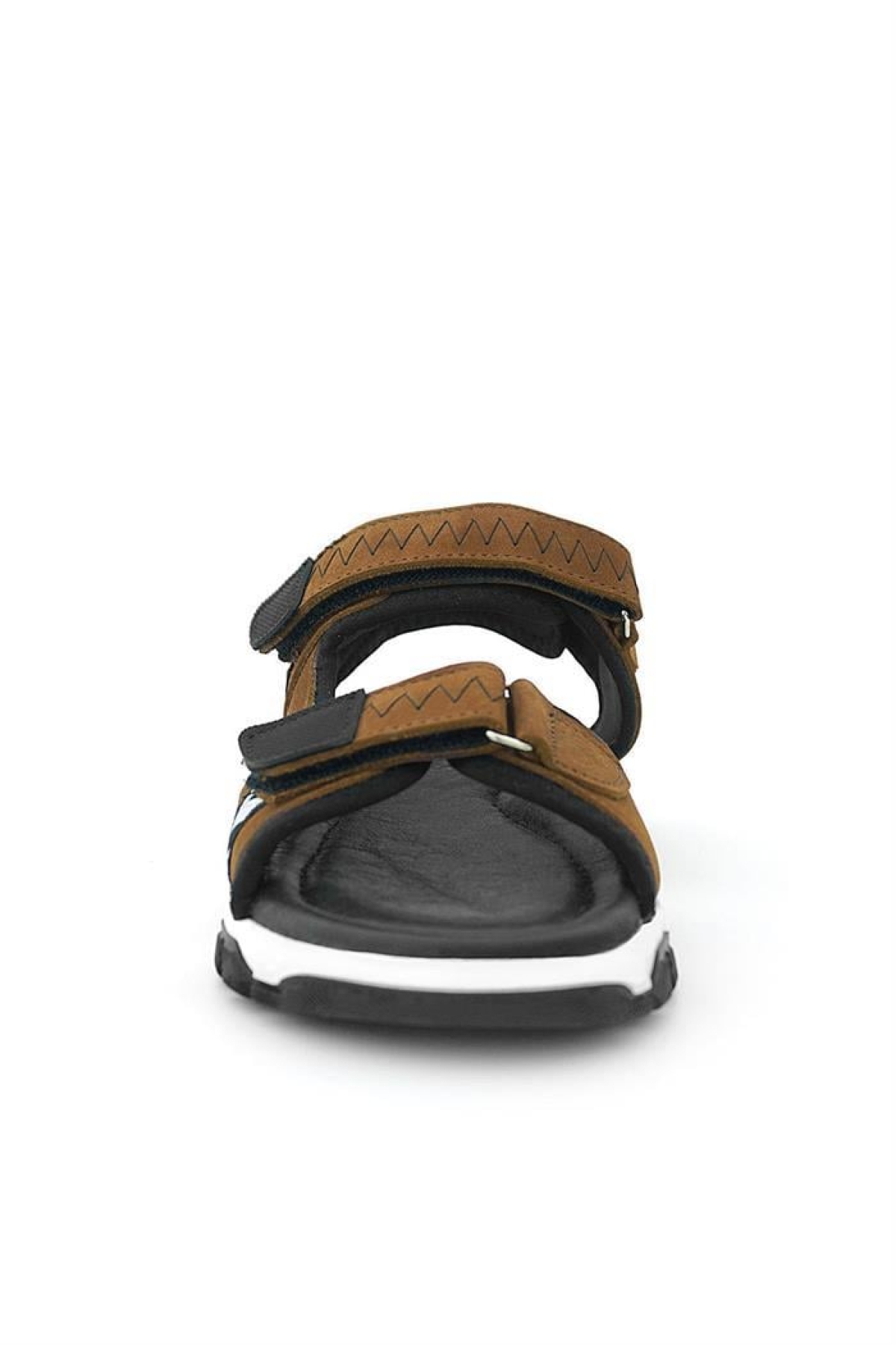 Hakiki Deri Taba Siyah Cırt Cırtlı Erkek Çocuk Sandalet - Görsel 5
