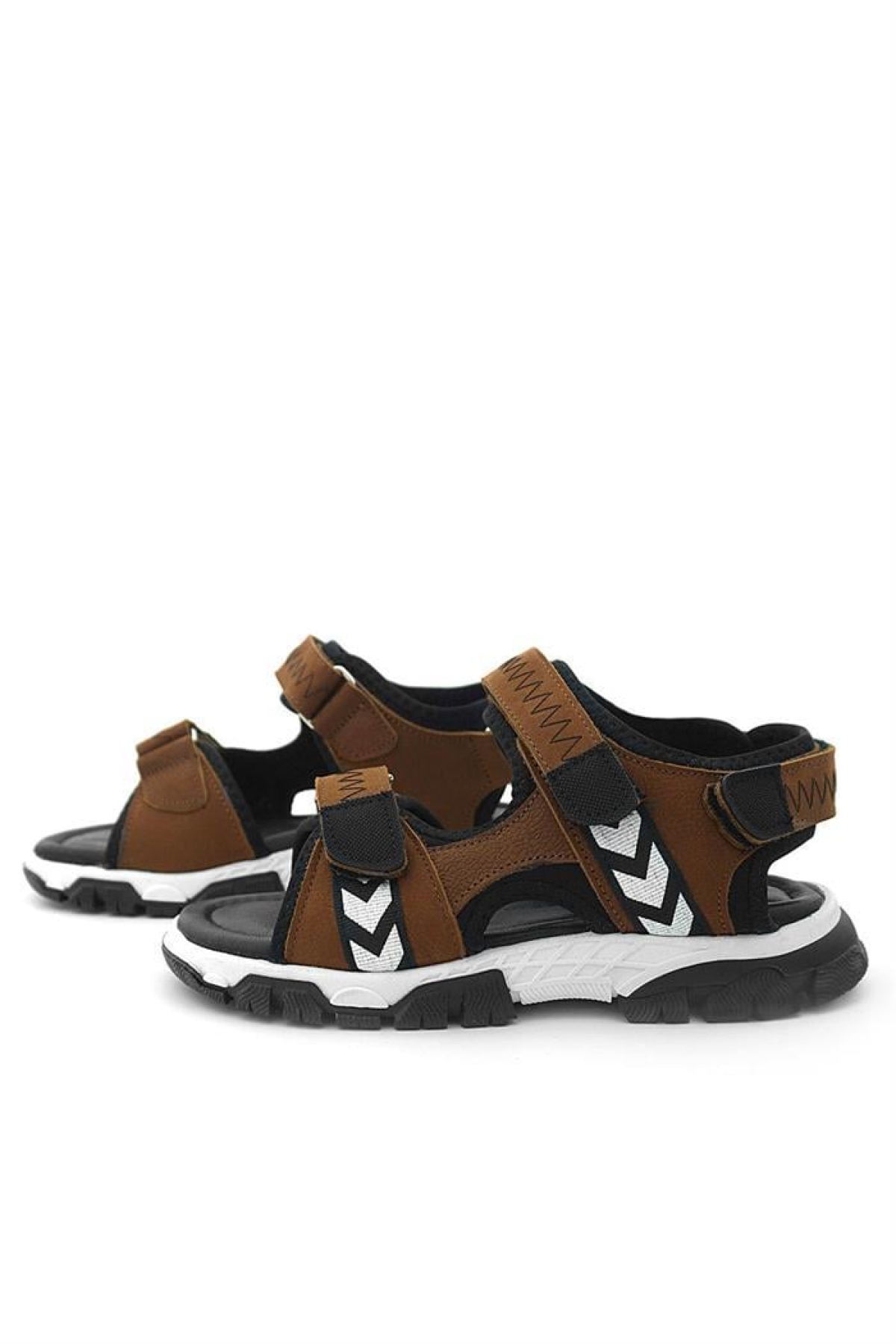 Hakiki Deri Taba Siyah Cırt Cırtlı Erkek Çocuk Sandalet - Görsel 7