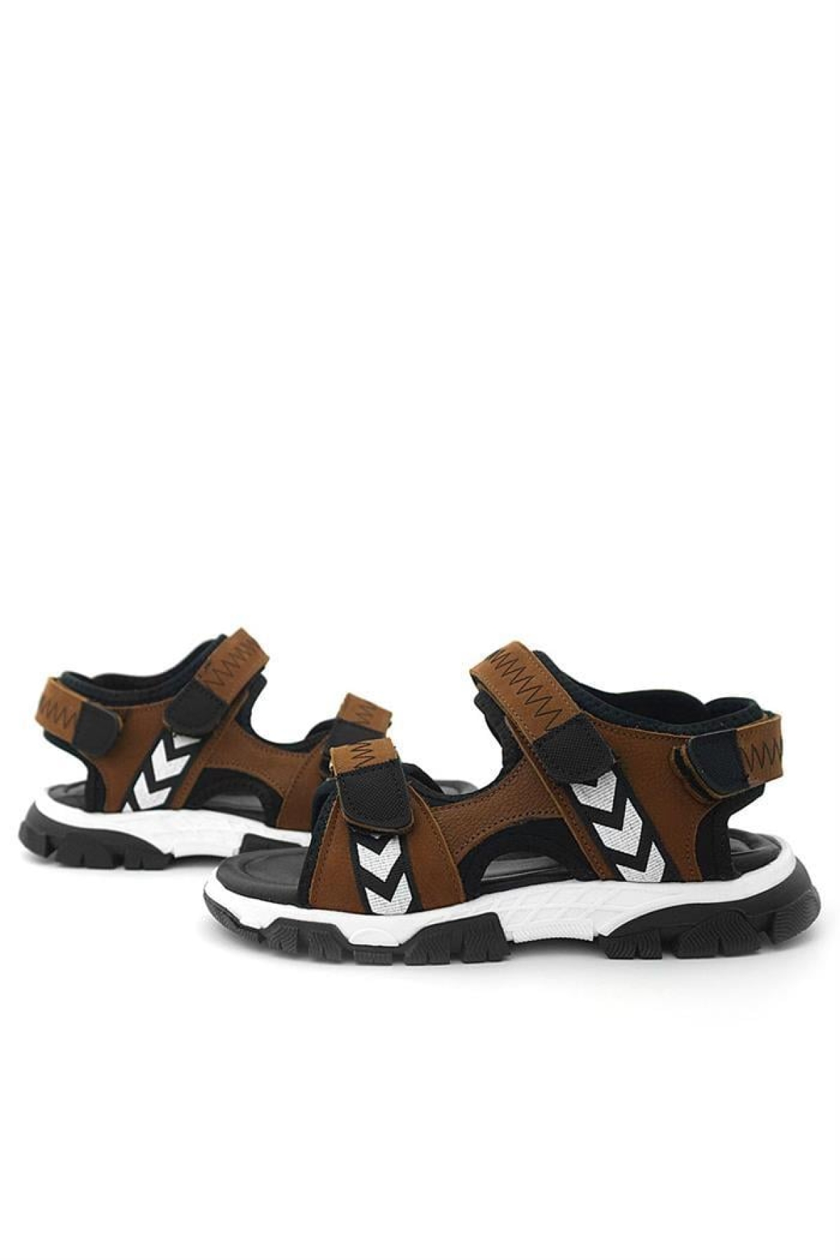 Hakiki Deri Taba Siyah Cırt Cırtlı Erkek Çocuk Sandalet - Görsel 9