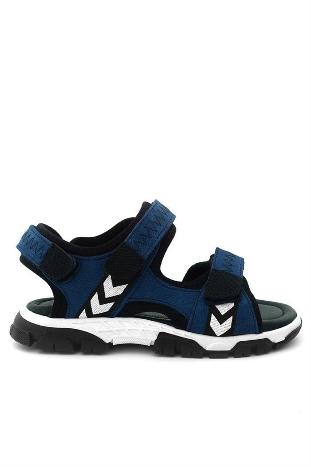 Hakiki Deri Mavi Siyah Cırt Cırtlı Erkek Çocuk Sandalet - Görsel 4