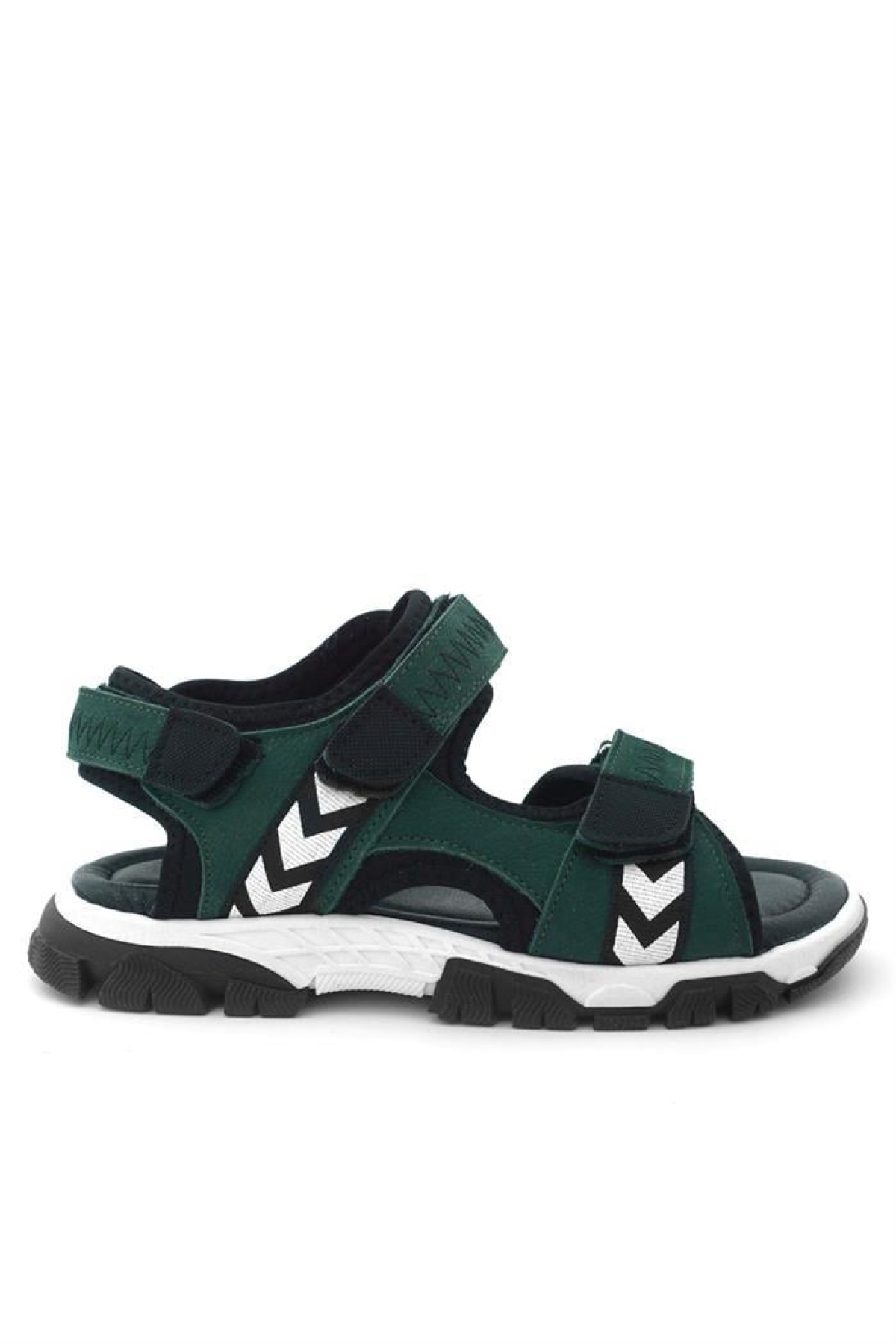 Hakiki Deri Yeşil Siyah Cırt Cırtlı Erkek Çocuk Sandalet - Görsel 4