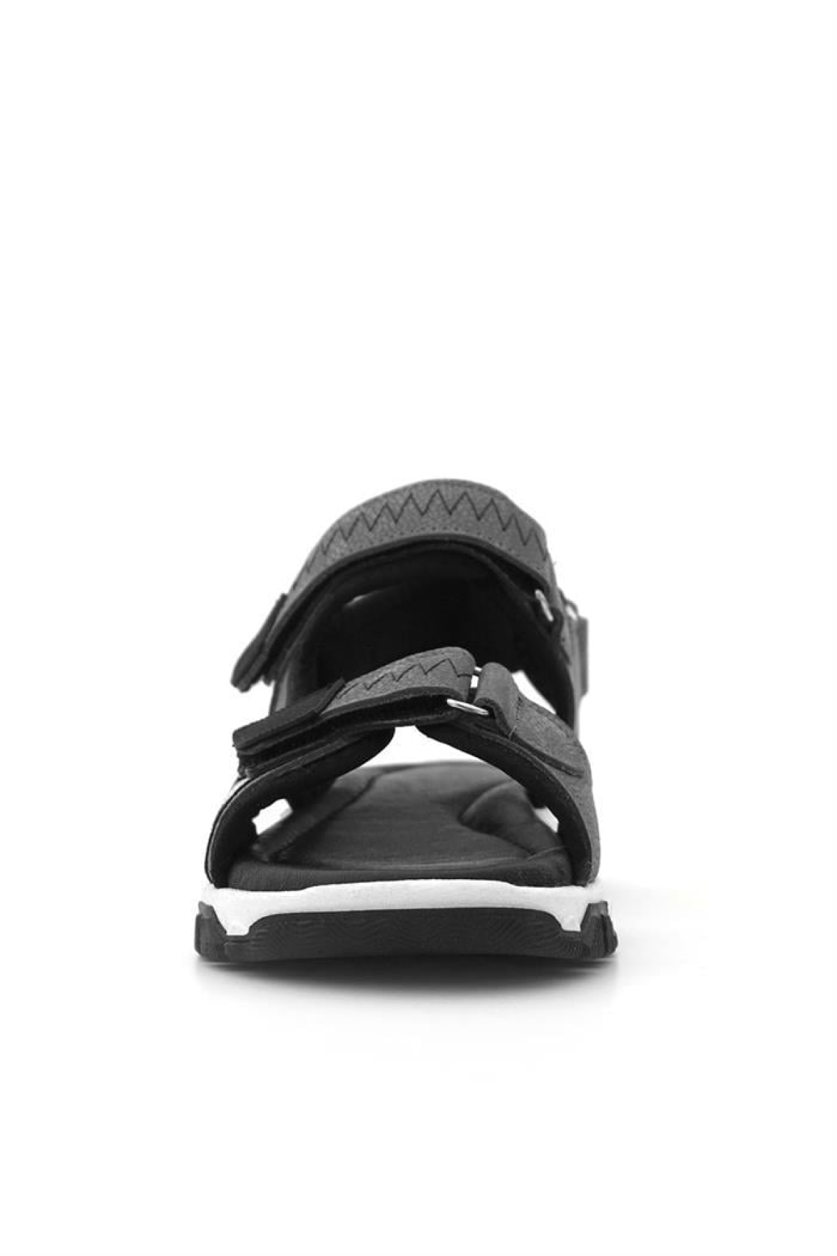 Hakiki Deri Gri Siyah Cırt Cırtlı Erkek Çocuk Sandalet - Görsel 5