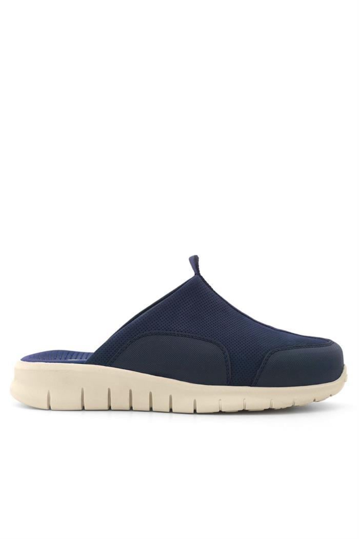 Medikal Hakiki Deri Koyu Lacivert Krem Tabanlı Comfort Spor Terlik - Görsel 2