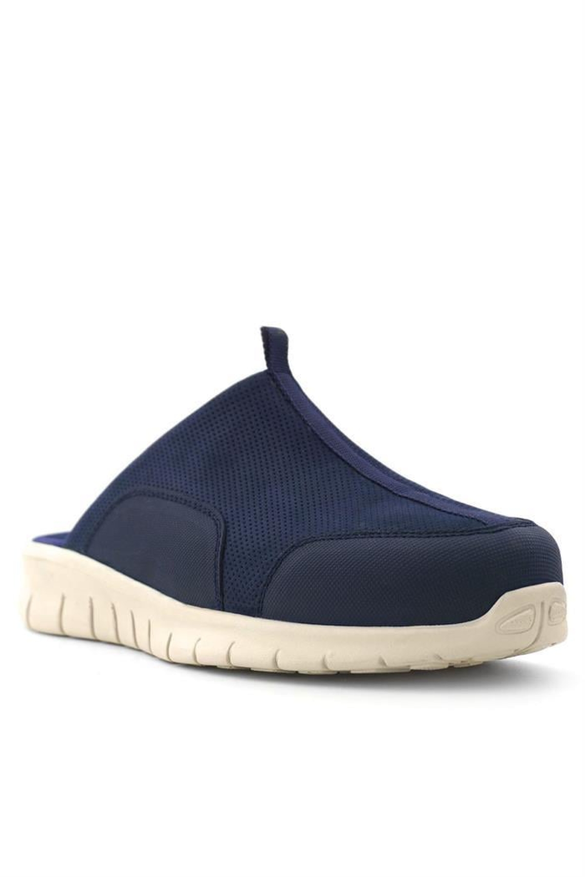 Medikal Hakiki Deri Koyu Lacivert Krem Tabanlı Comfort Spor Terlik - Görsel 4