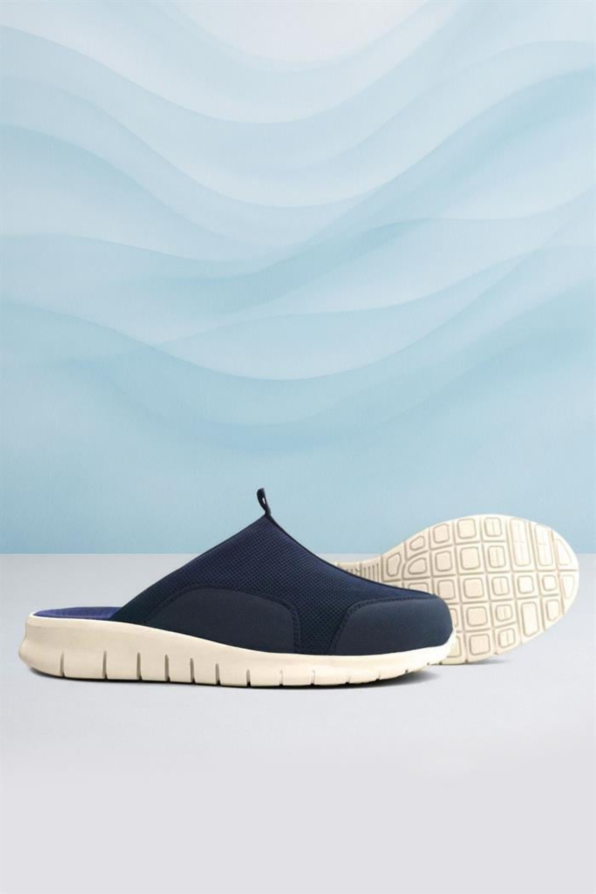 Medikal Hakiki Deri Koyu Lacivert Krem Tabanlı Comfort Spor Terlik - Görsel 5
