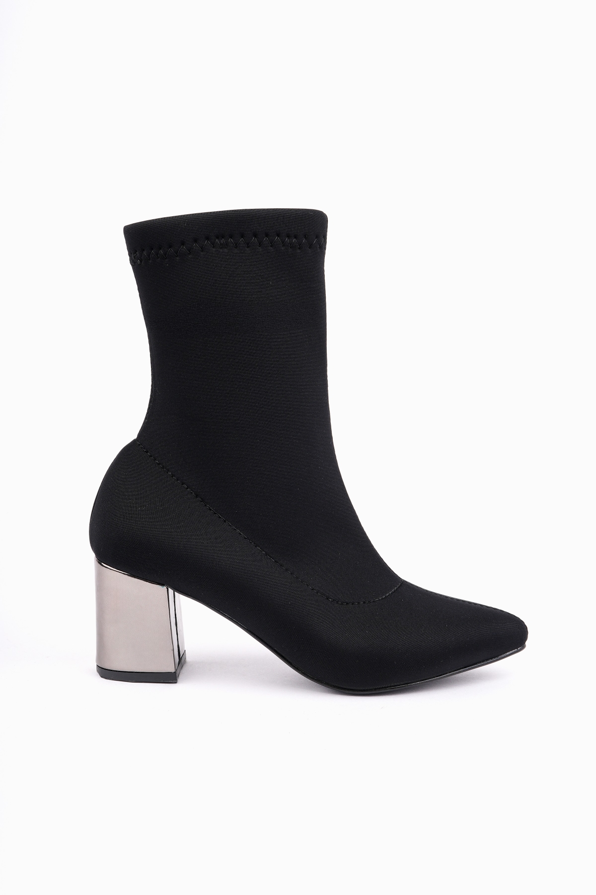 GRANDE Sivri Burun Kalın Topuklu Kadın Streç Bot - Görsel 7