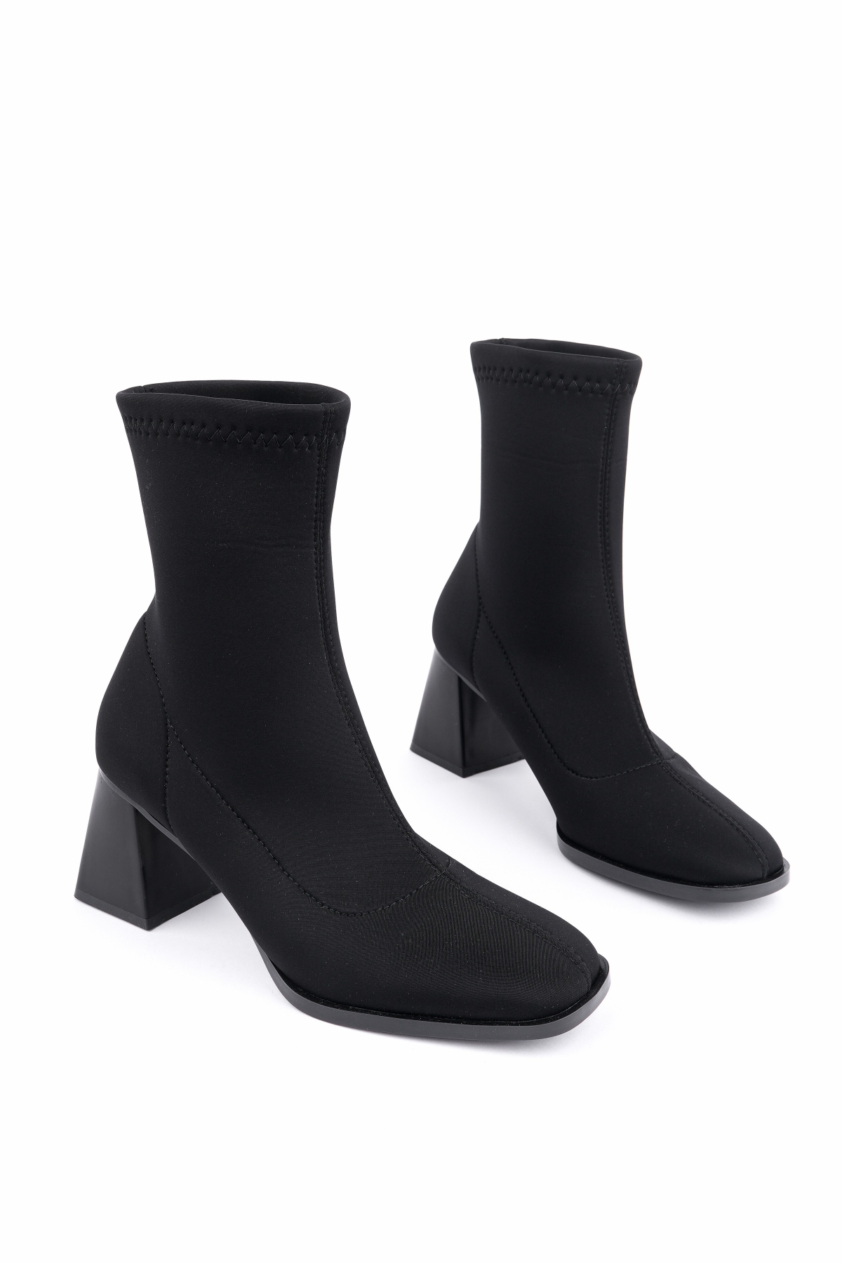 CRYON Küt Burun Kalın Topuklu Kadın Streç Bot - Görsel 4