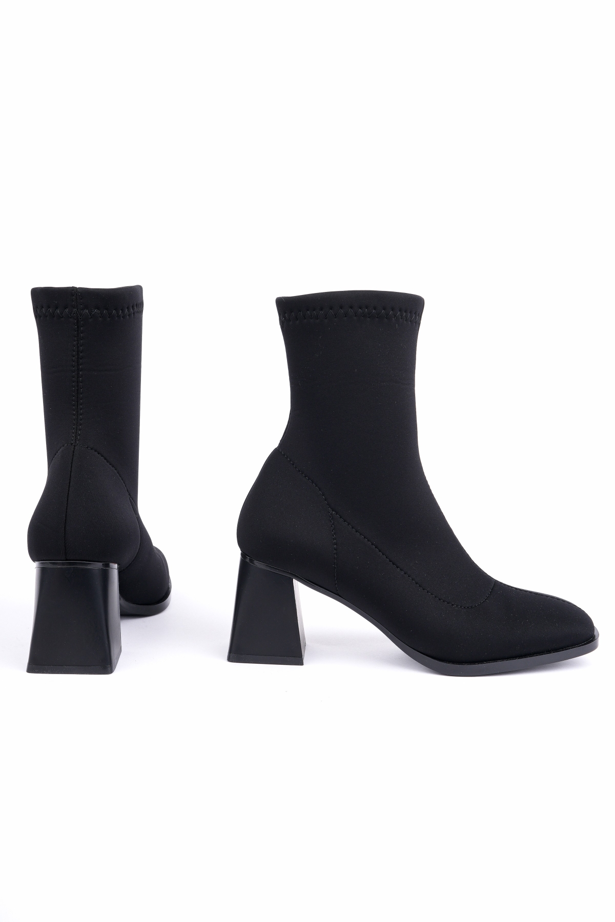 CRYON Küt Burun Kalın Topuklu Kadın Streç Bot - Görsel 8