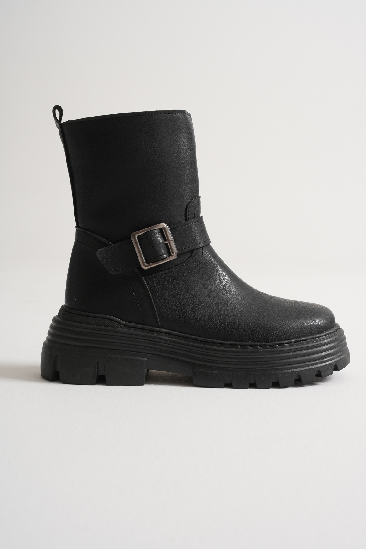 Kadın Siyah Kalın EVA Taban Kemer Toka Detaylı Fermuarlı Bot - Görsel 2