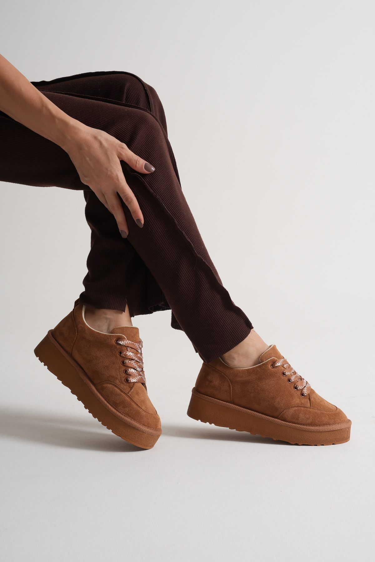 Kadın Taba Kalın Poli Taban Bağcıklı Günlük Ayakkabı - Görsel 2