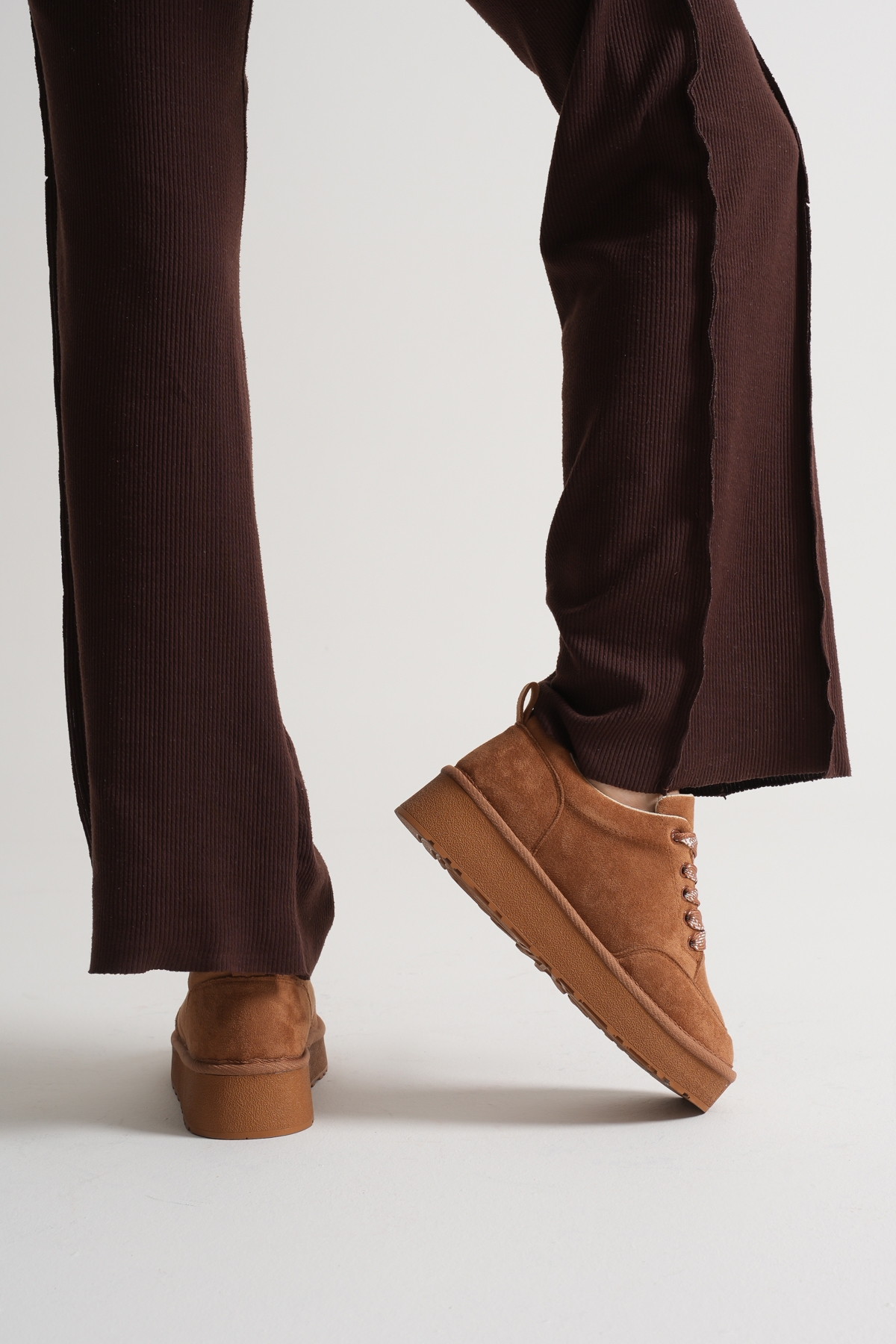 Kadın Taba Kalın Poli Taban Bağcıklı Günlük Ayakkabı - Görsel 4