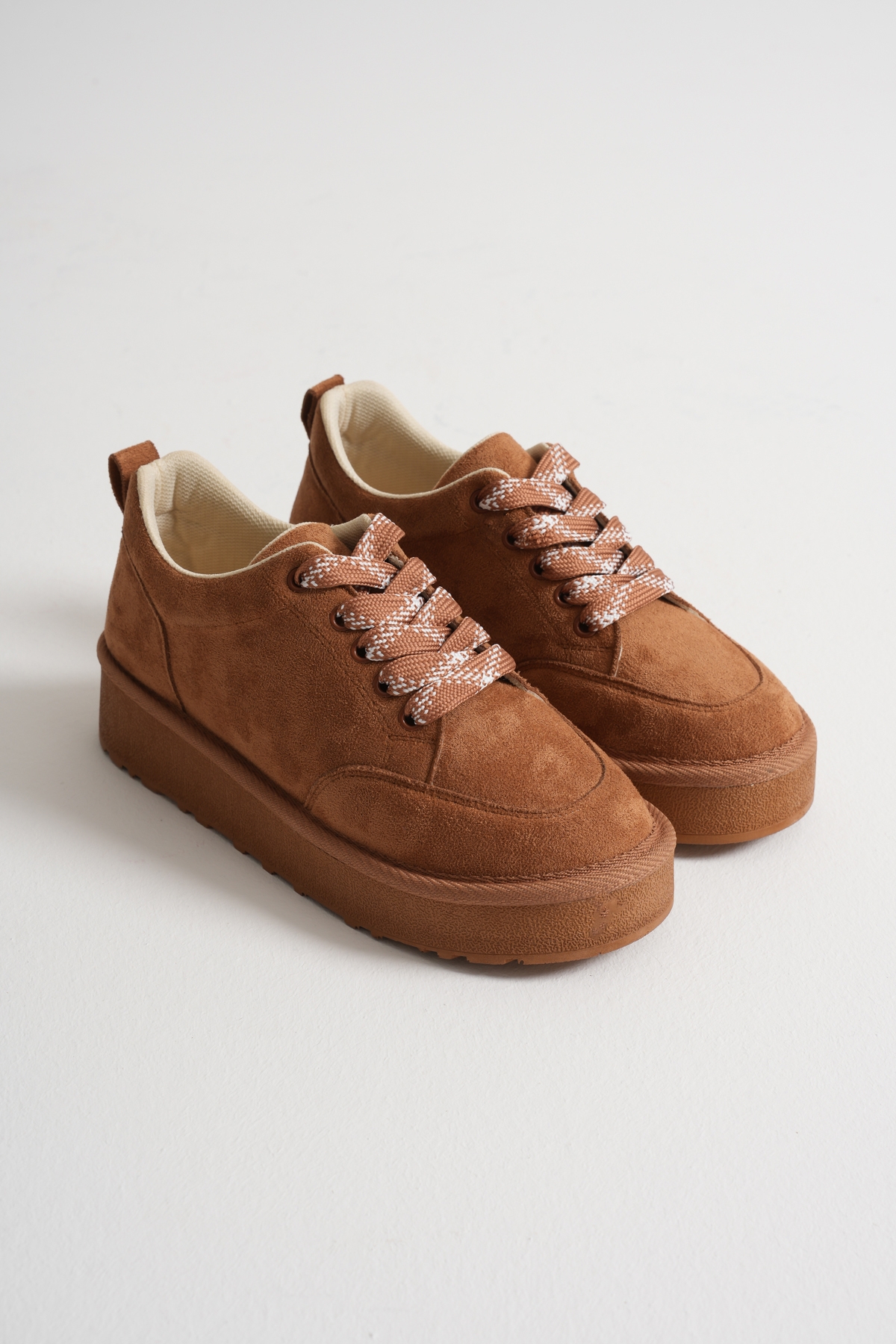 Kadın Taba Kalın Poli Taban Bağcıklı Günlük Ayakkabı - Görsel 5